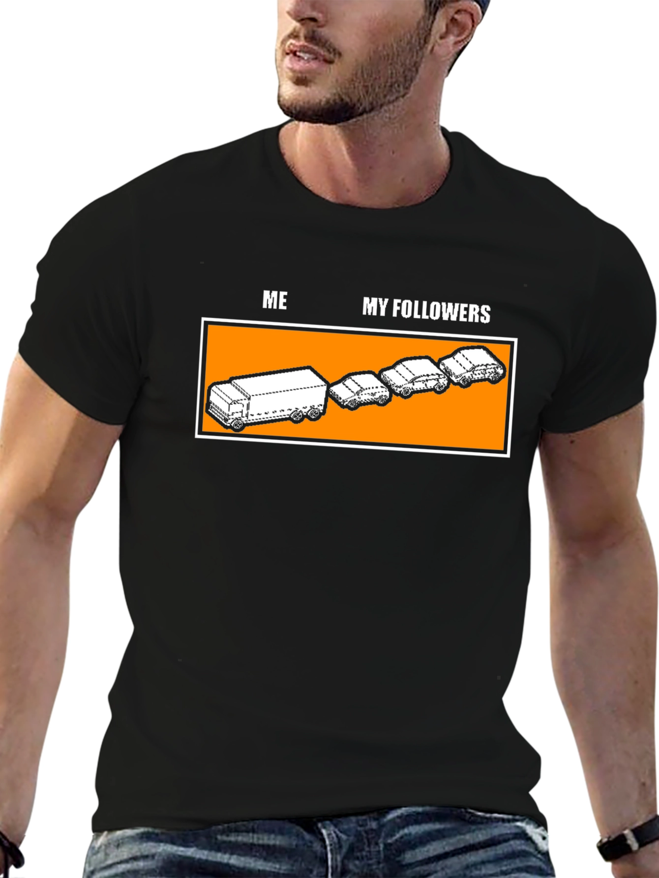 Black Funny "Me and My Followers" Graphic Tee view 6