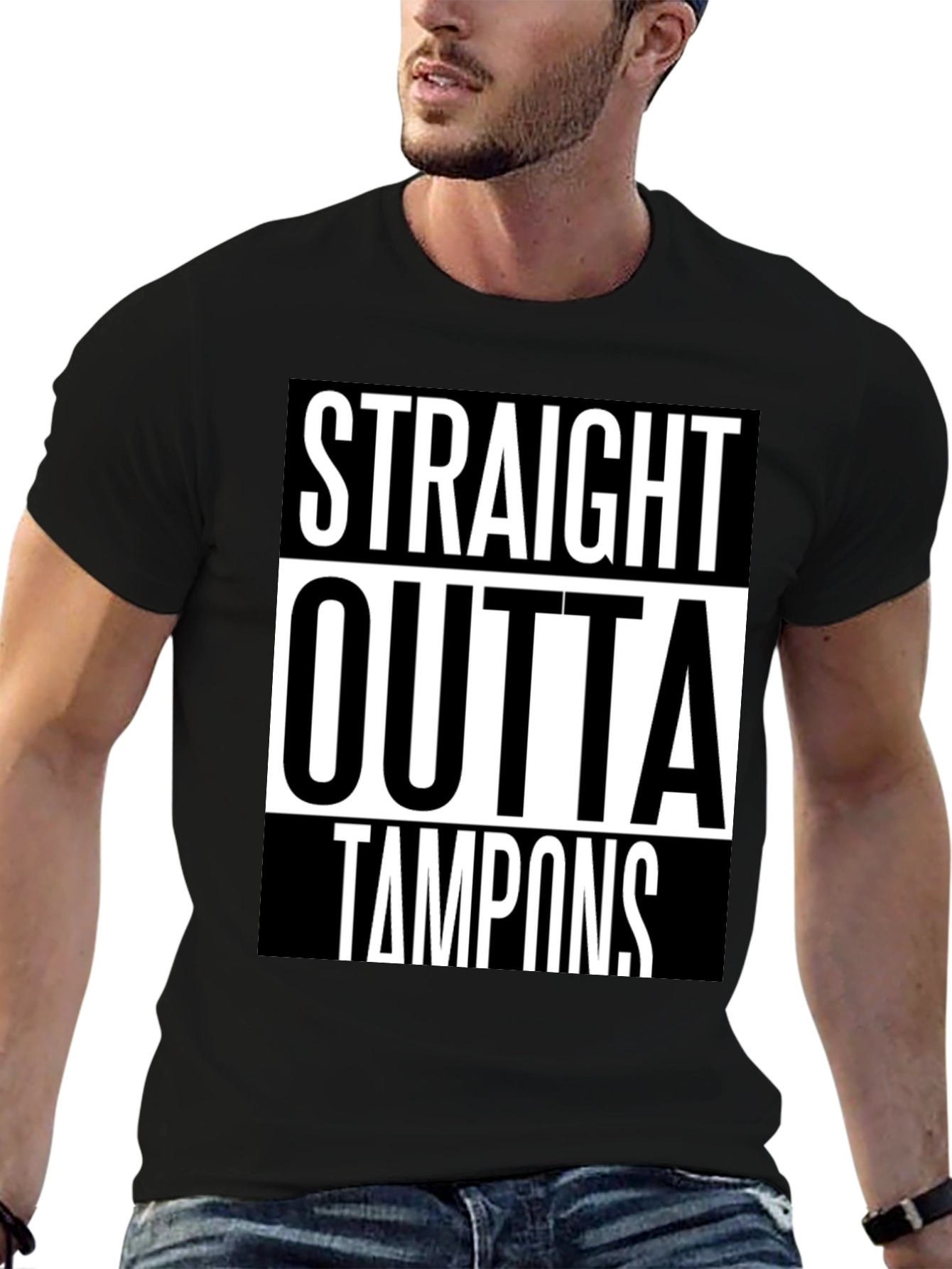 Black Straight Outta Tampons Graphic Tee view 6