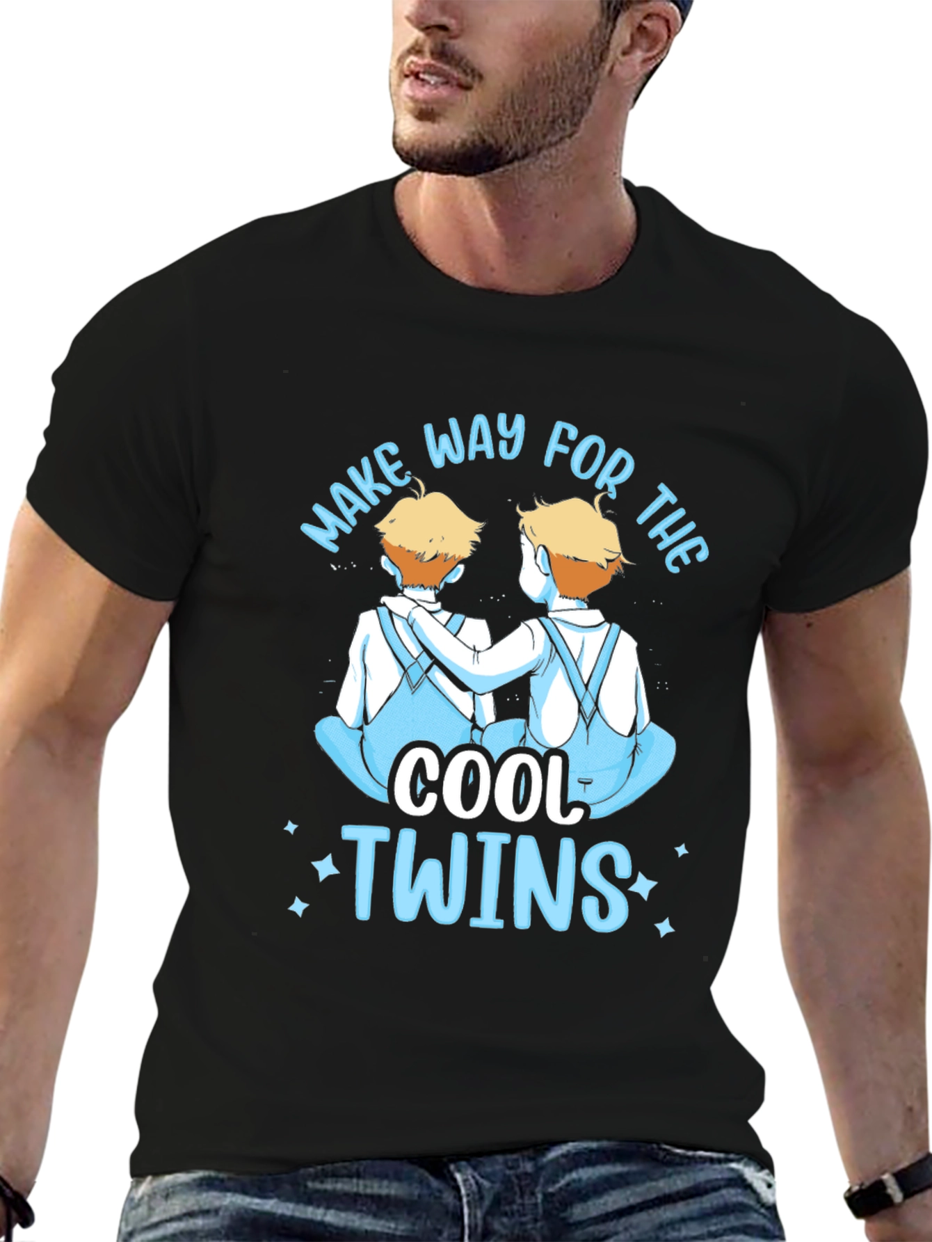 Black Cool Twins Graphic Tee - Black Unisex T-Shirt view 6