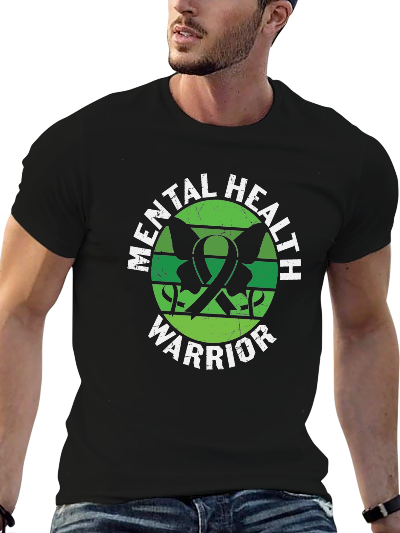 Black Mental Health Warrior Graphic Tee - Support Awareness view 6