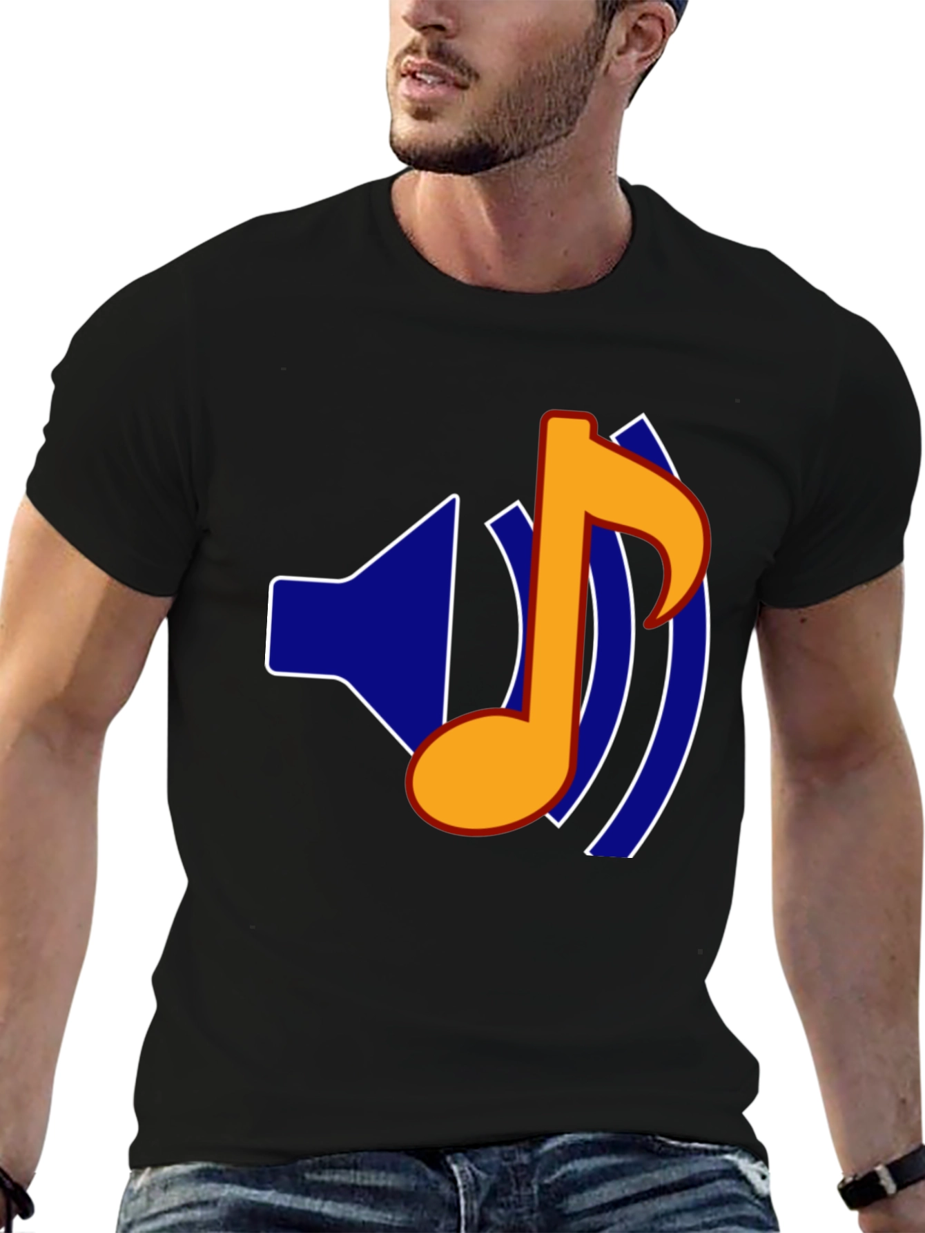 Black Music Note Graphic Black T-Shirt view 6