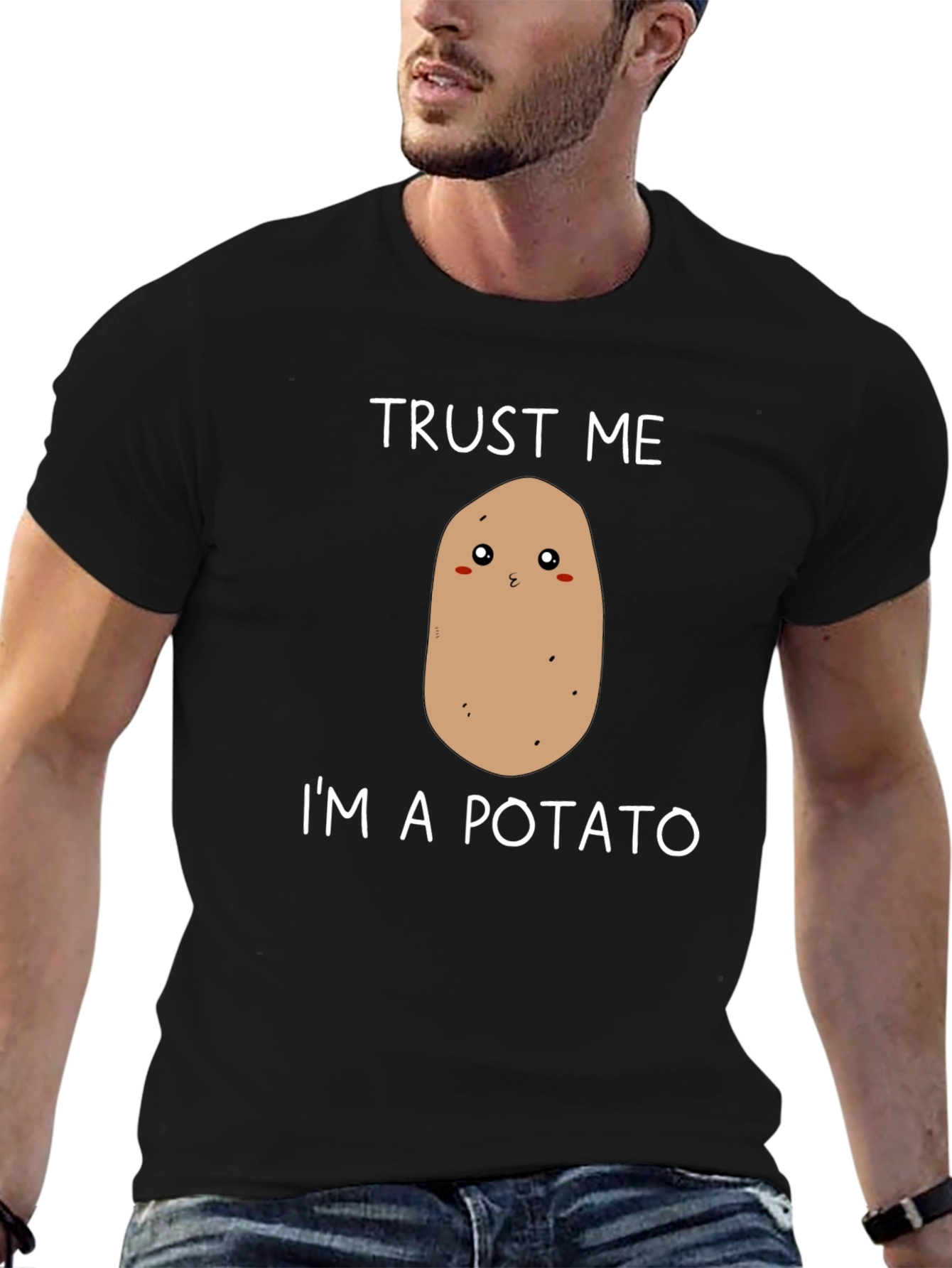 Black Trust Me I'm a Potato T-Shirt Funny Food Tee view 6