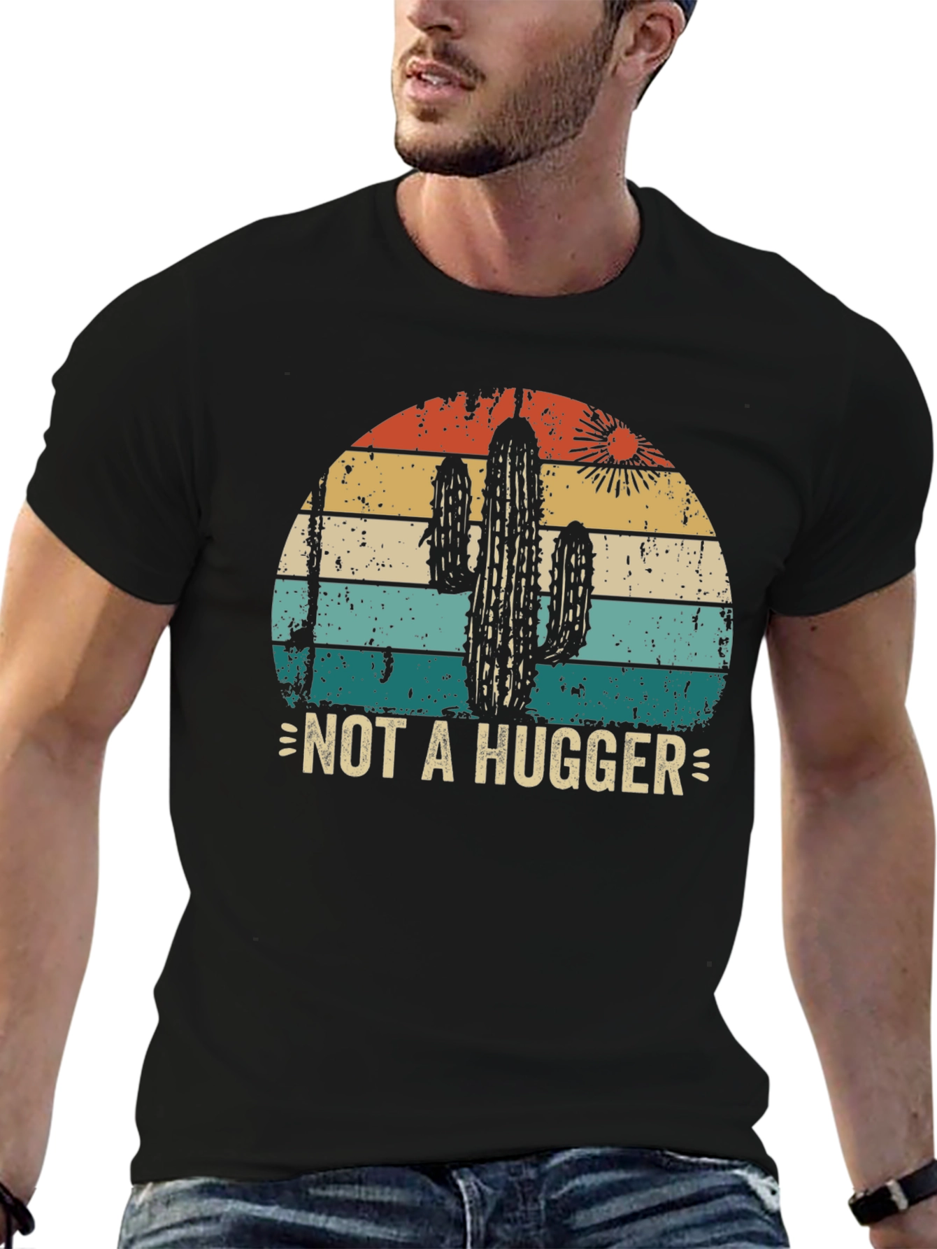Black Not A Hugger Cactus Graphic Tee view 6