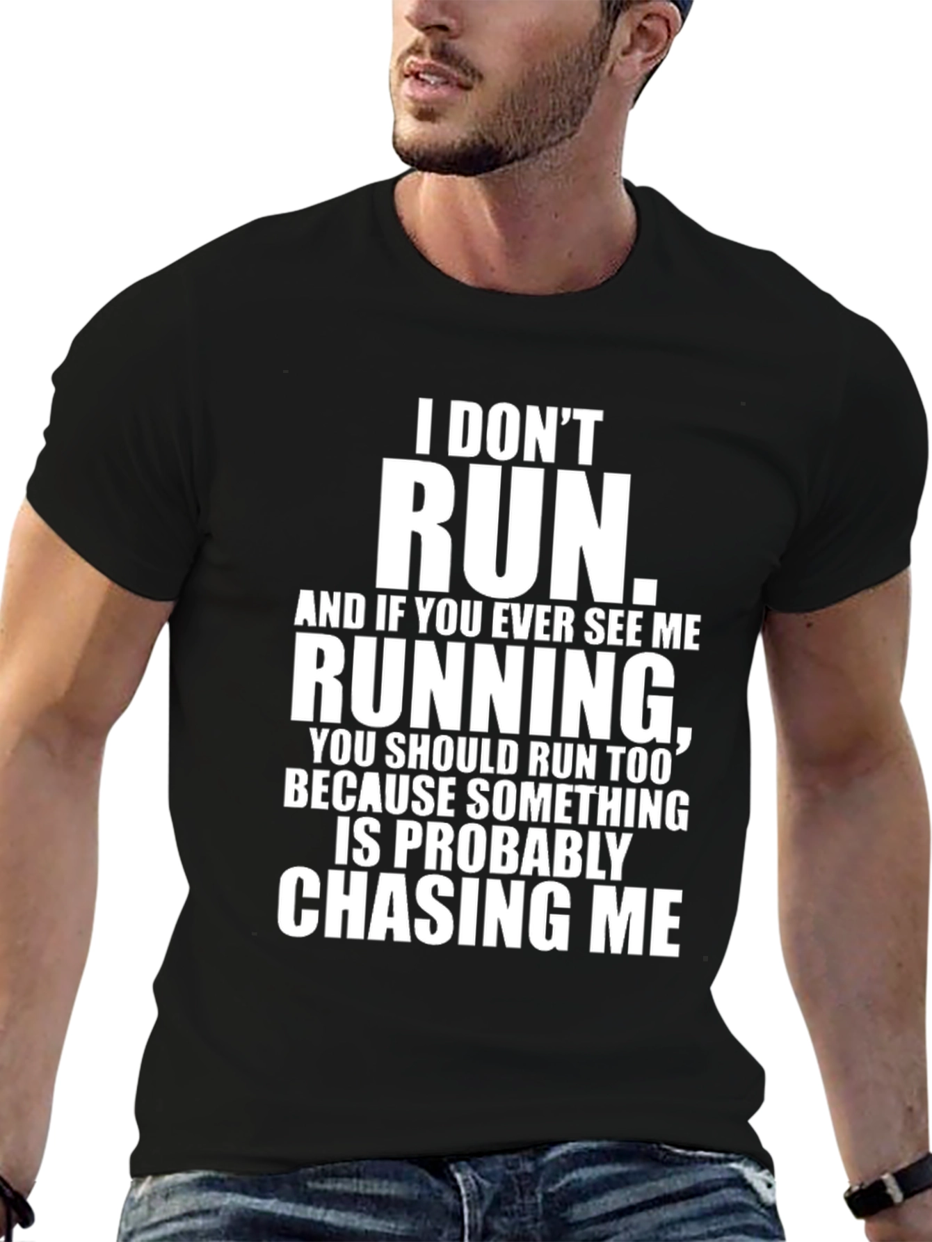 Black Funny 'I Don't Run' Graphic Tee - Black view 6