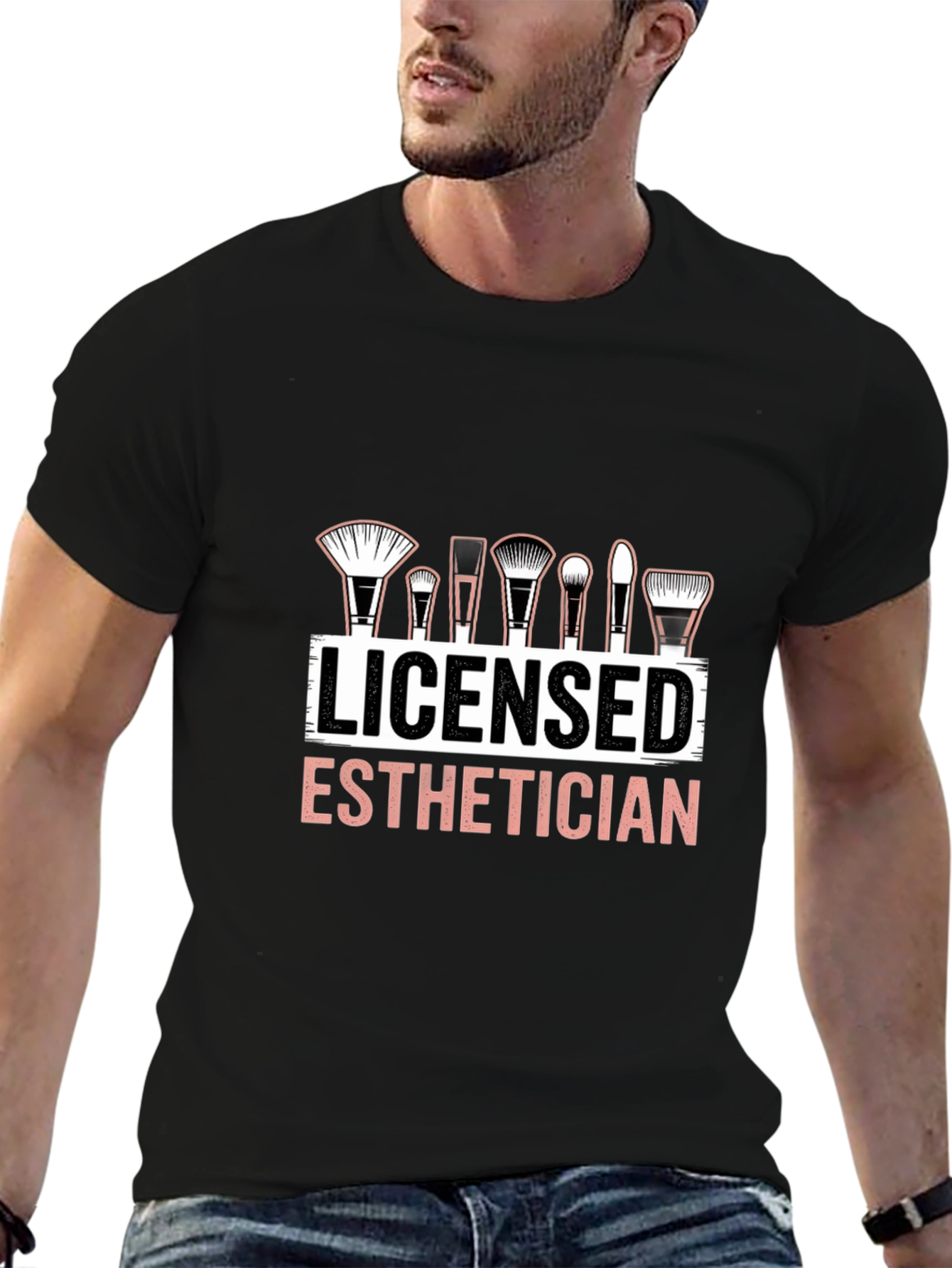 Black Licensed Esthetician T-Shirt Makeup Artist Cosmetology Tee view 6