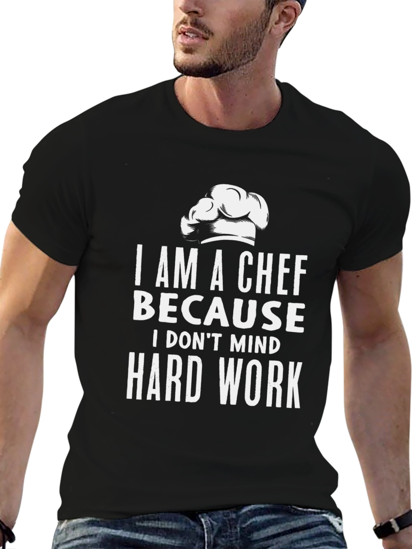 Black Chef Hard Work Black T-Shirt view 6