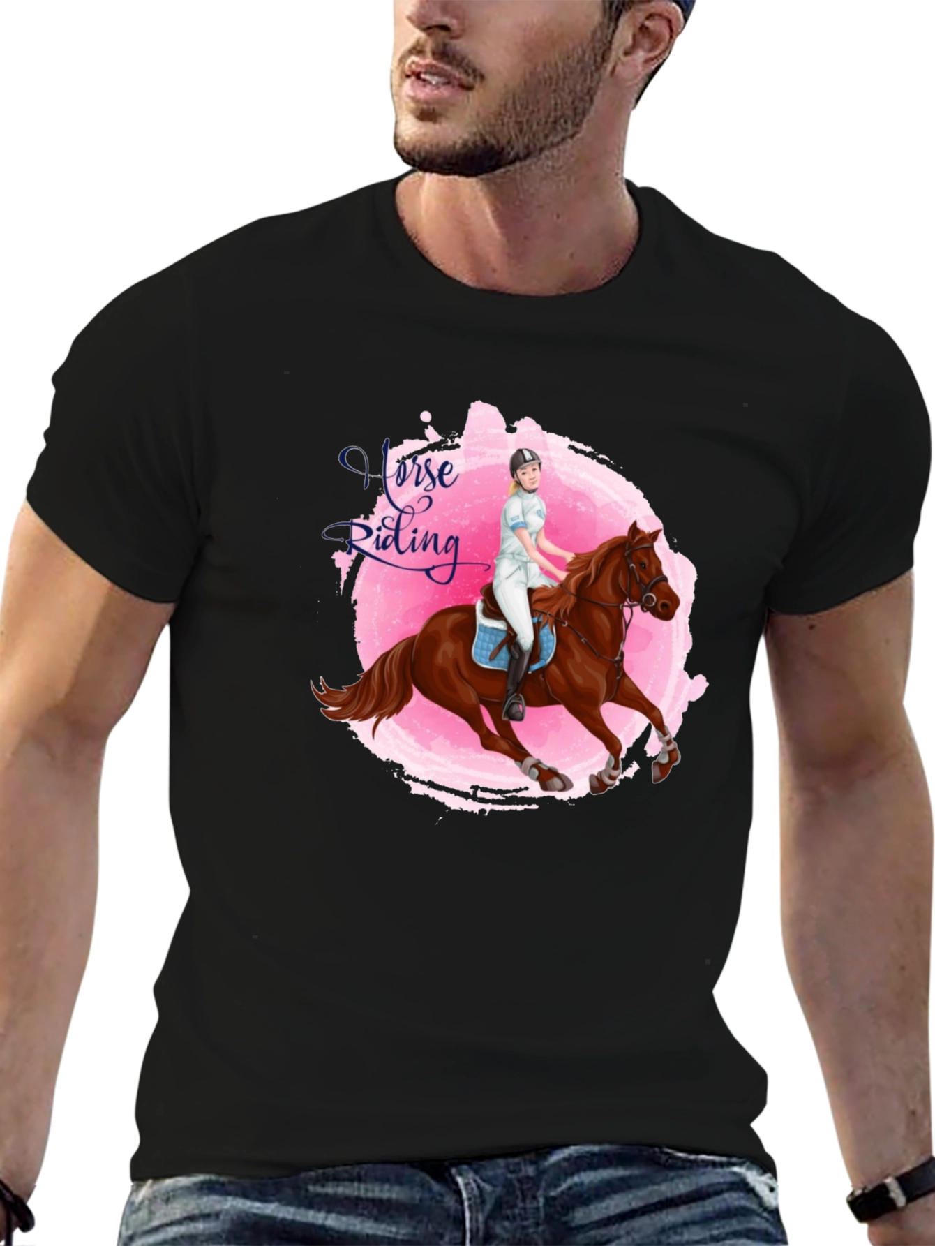 Black Horse Riding Graphic Tee - Equestrian Style view 6