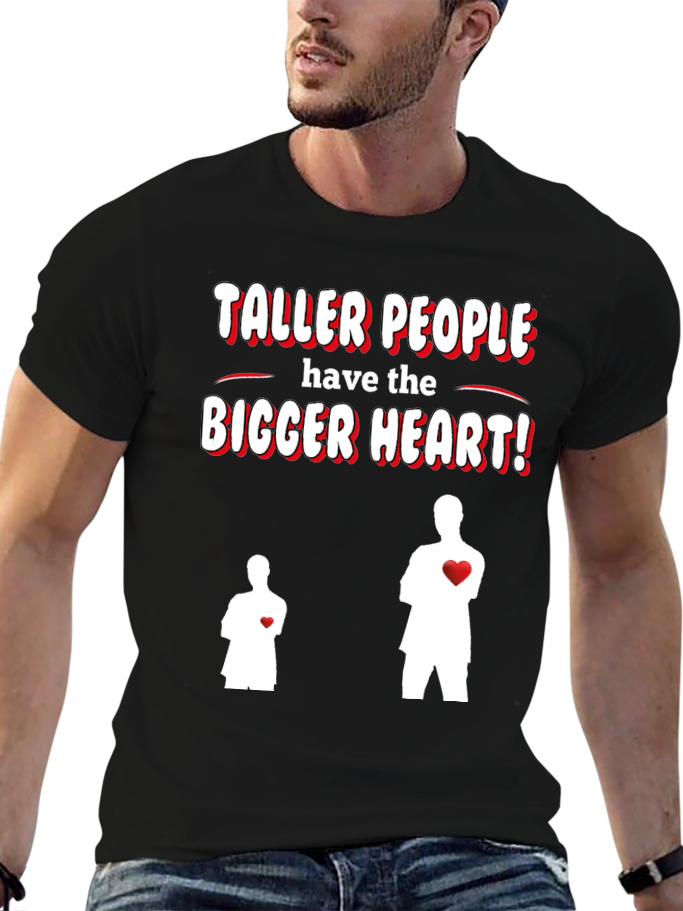 Black Taller People Bigger Heart Graphic T-Shirt view 6