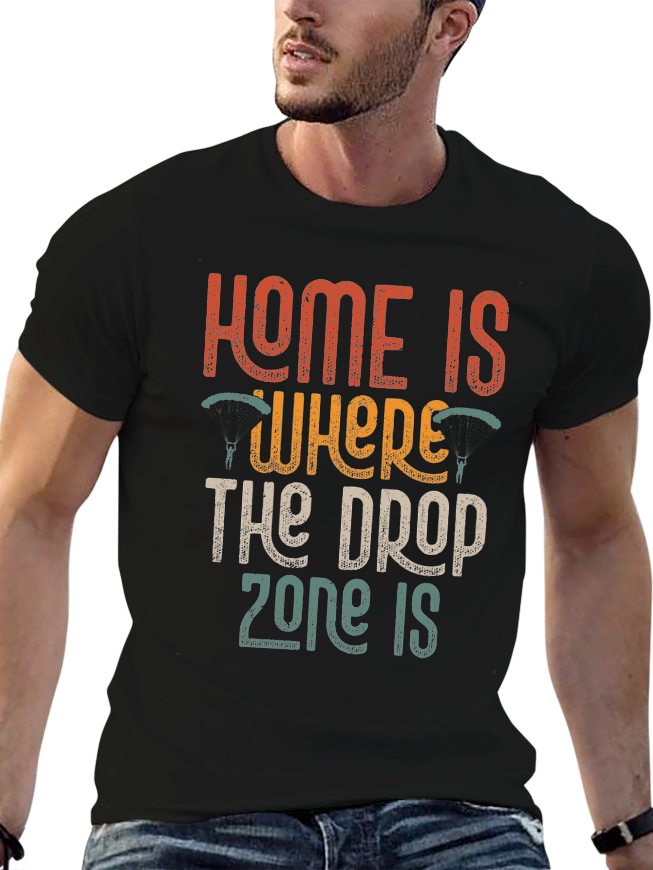 Black Home is Where The Drop Zone Is T-Shirt view 6