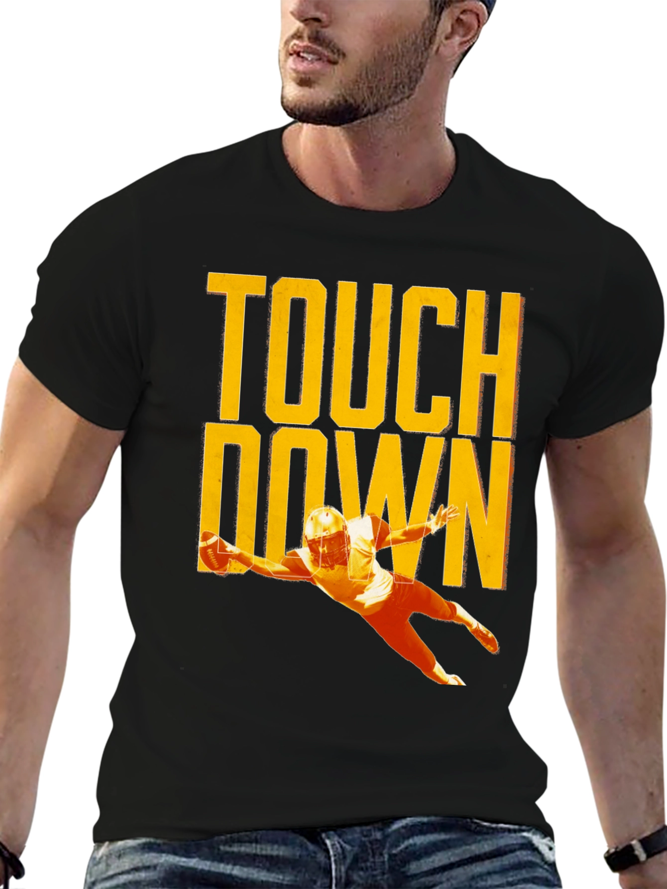Black Touchdown Football T-Shirt, Black view 6