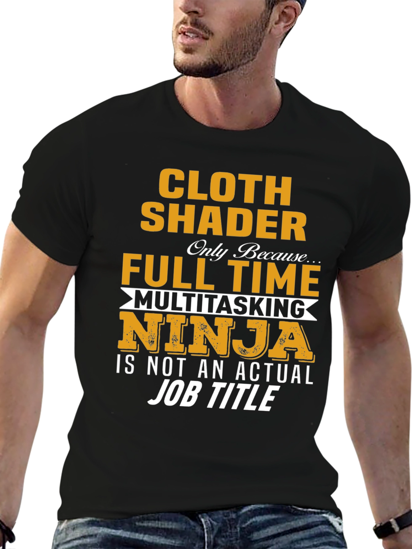 Black Cloth Shader Full Time Ninja T-Shirt view 6