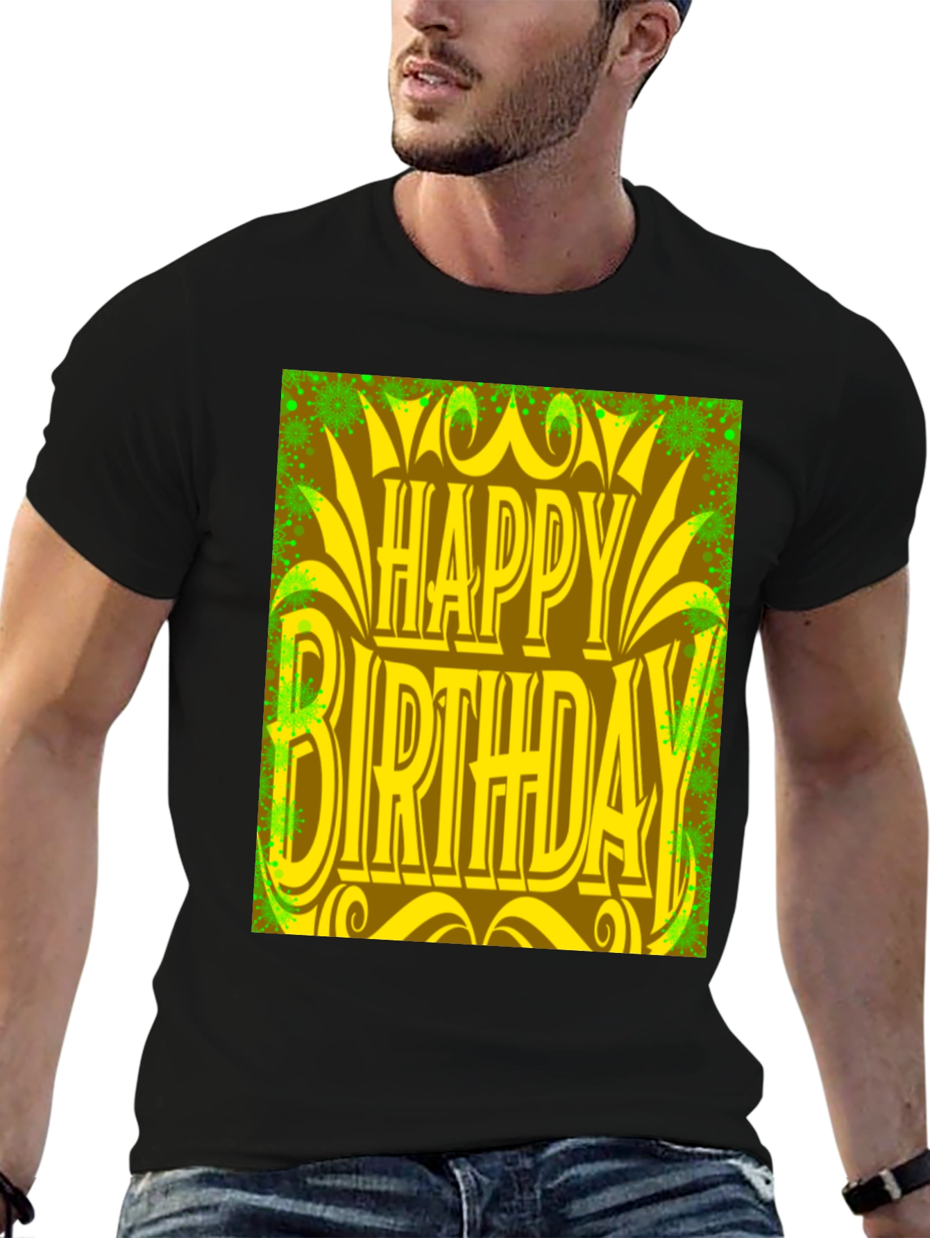 Black Happy Birthday Graphic Tee - Black view 6