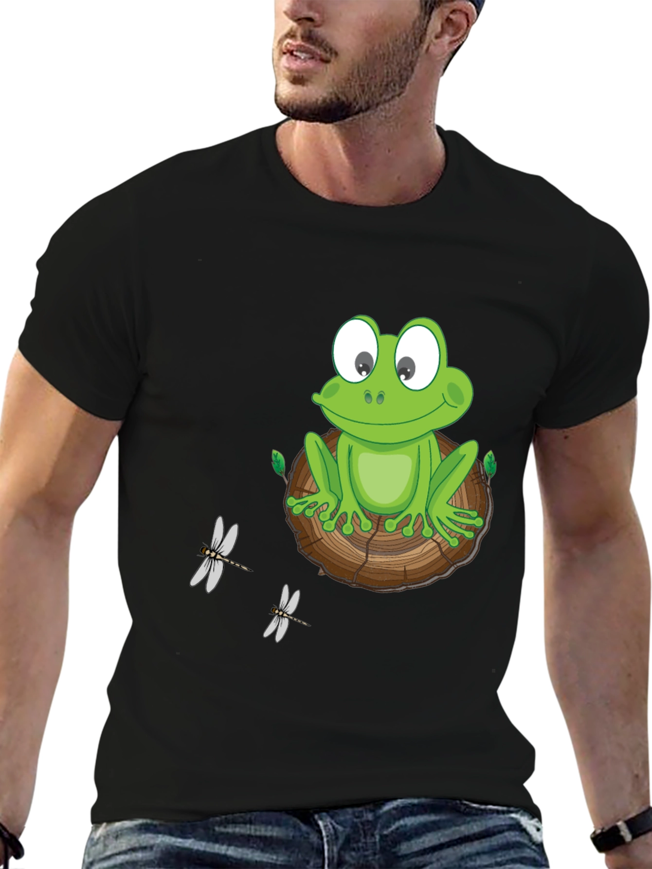 Black Frog on Wood Slice Graphic Tee view 6