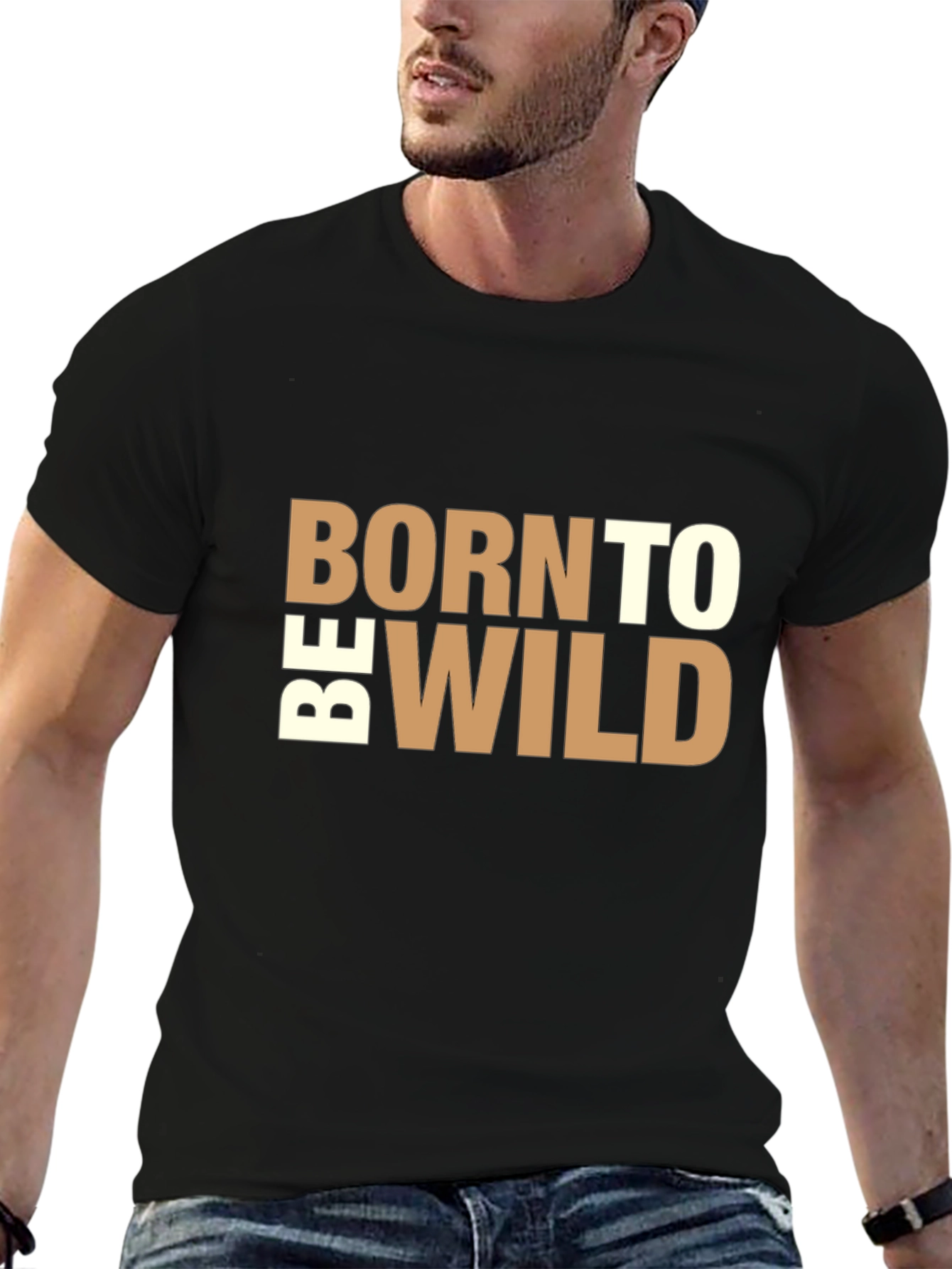 Black Born to be Wild Graphic Tee - Black Casual T-Shirt view 6