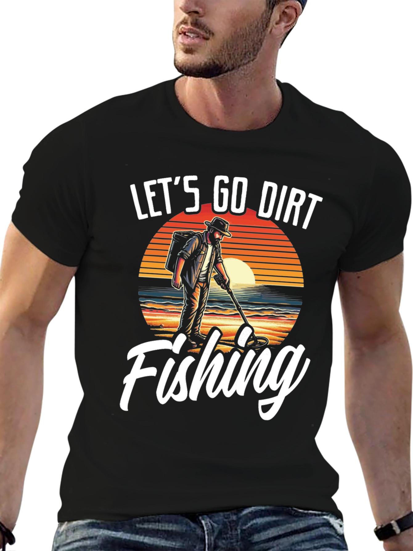 Black Let's Go Dirt Fishing T-Shirt view 6