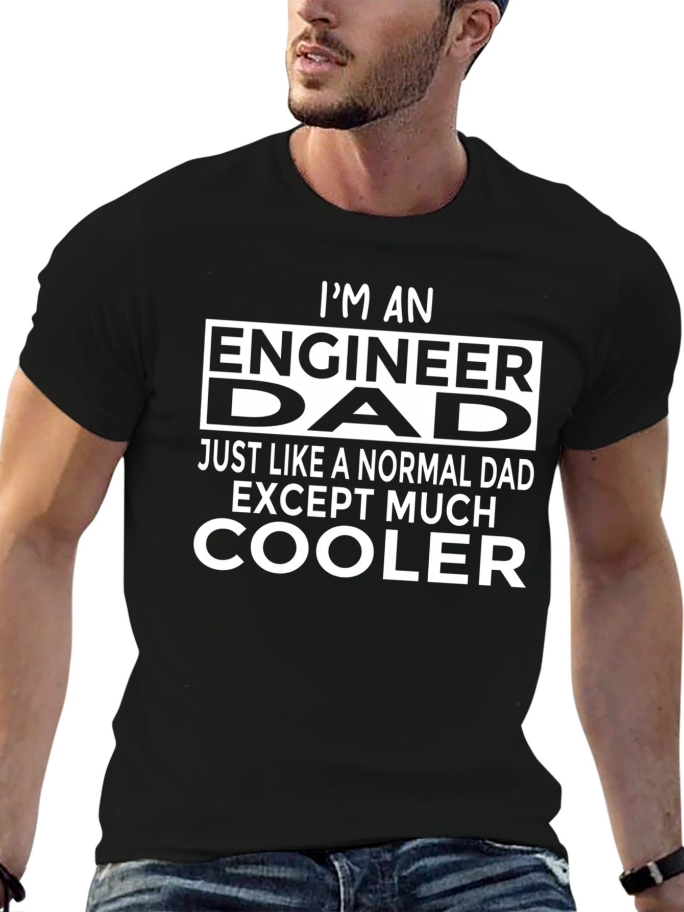 Black Engineer Dad T-Shirt - Cool Father's Day Gift view 6