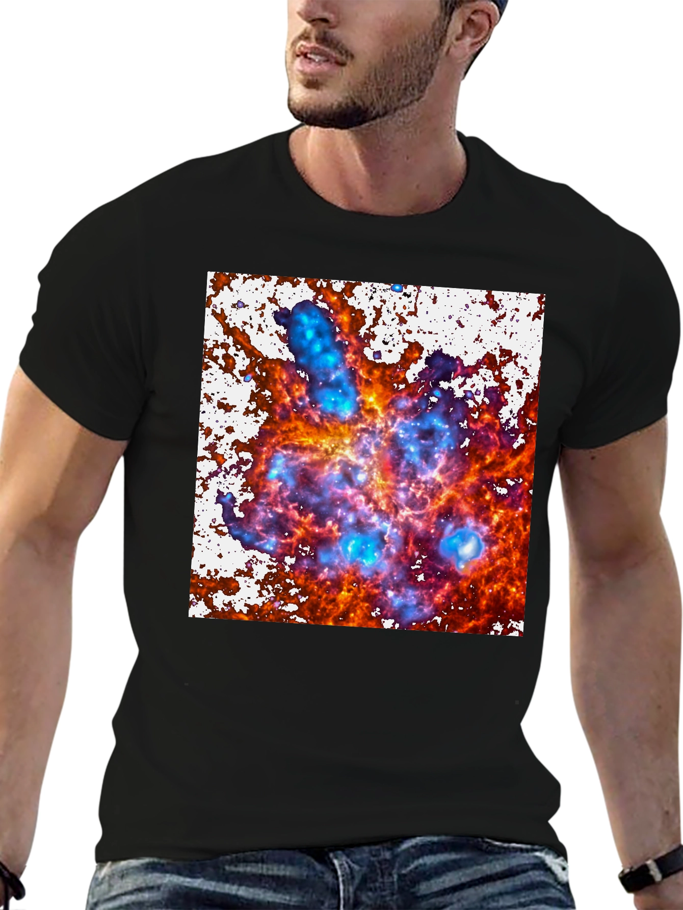 Black Nebula Print T-Shirt view 6