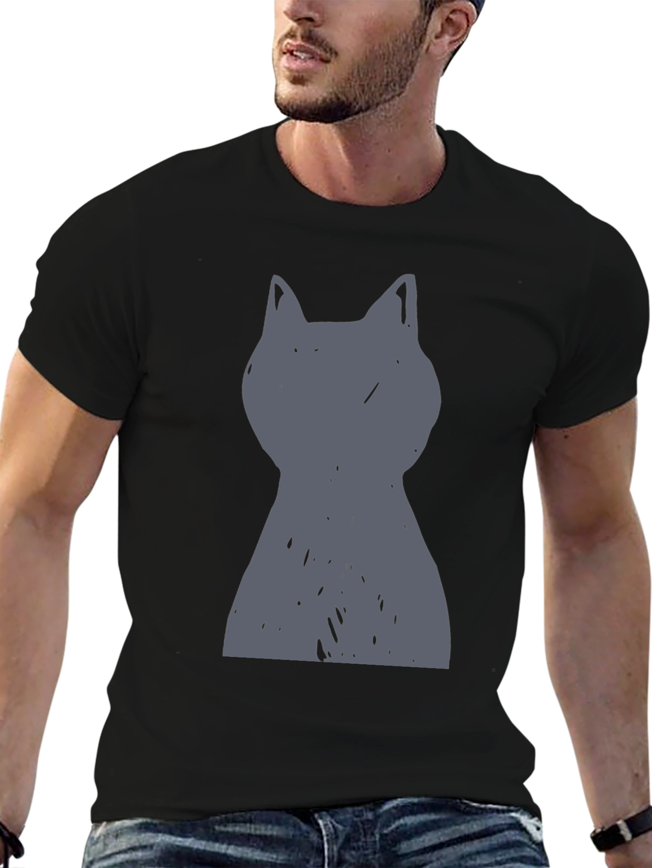 Black Cool Cat Graphic Tee - Men's Black T-Shirt view 6