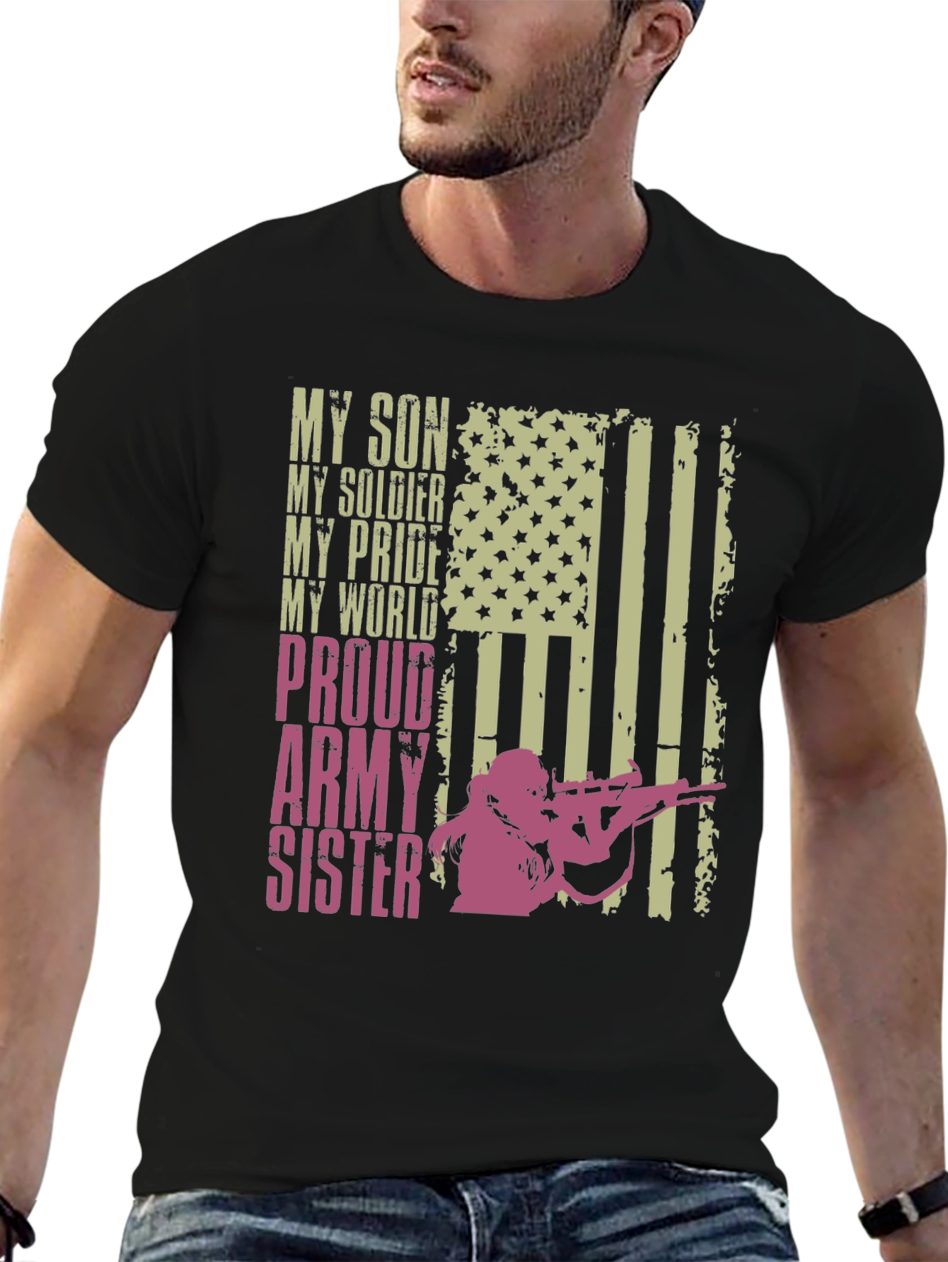 Black Proud Army Sister Graphic Tee view 6