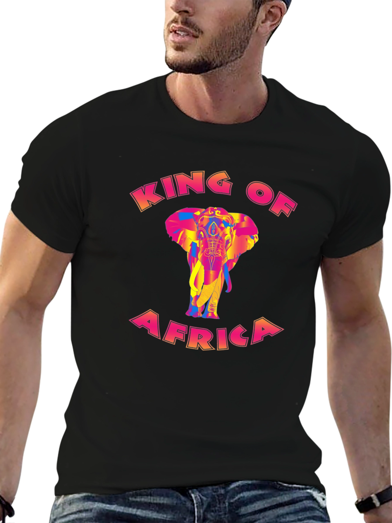 Black King of Africa Elephant Graphic Tee view 6