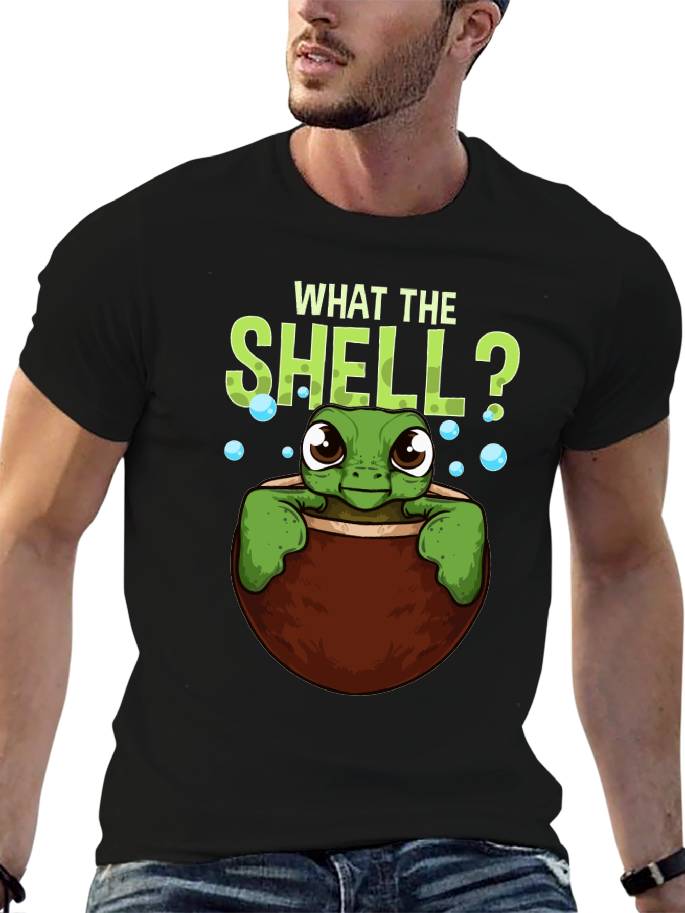 Black What The Shell? Turtle Graphic Tee view 6
