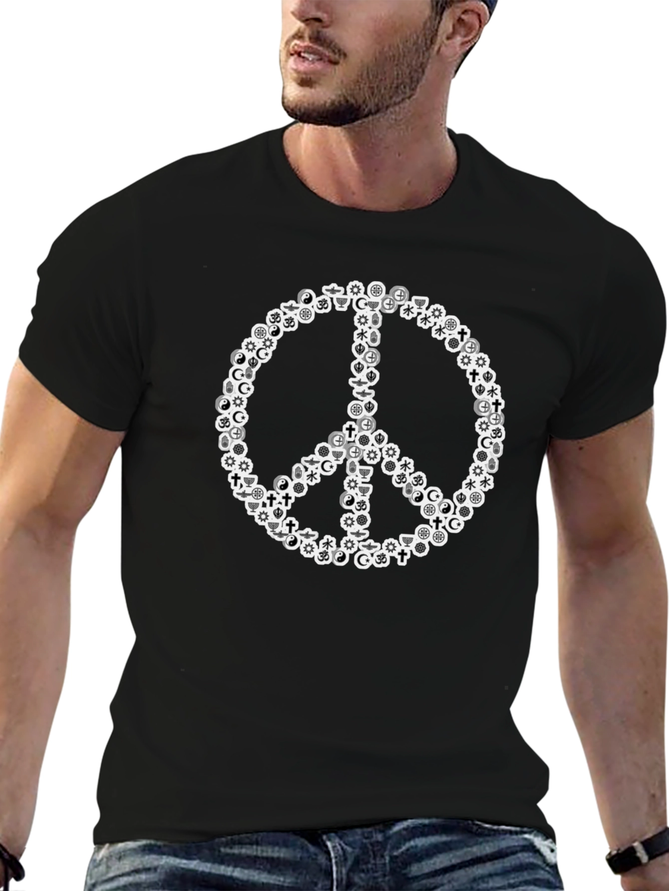 Black Peace Sign Symbol T-Shirt view 6