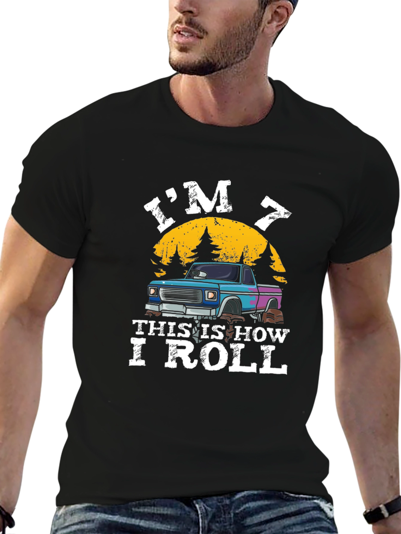 Black I'm 7 This Is How I Roll T-Shirt view 6