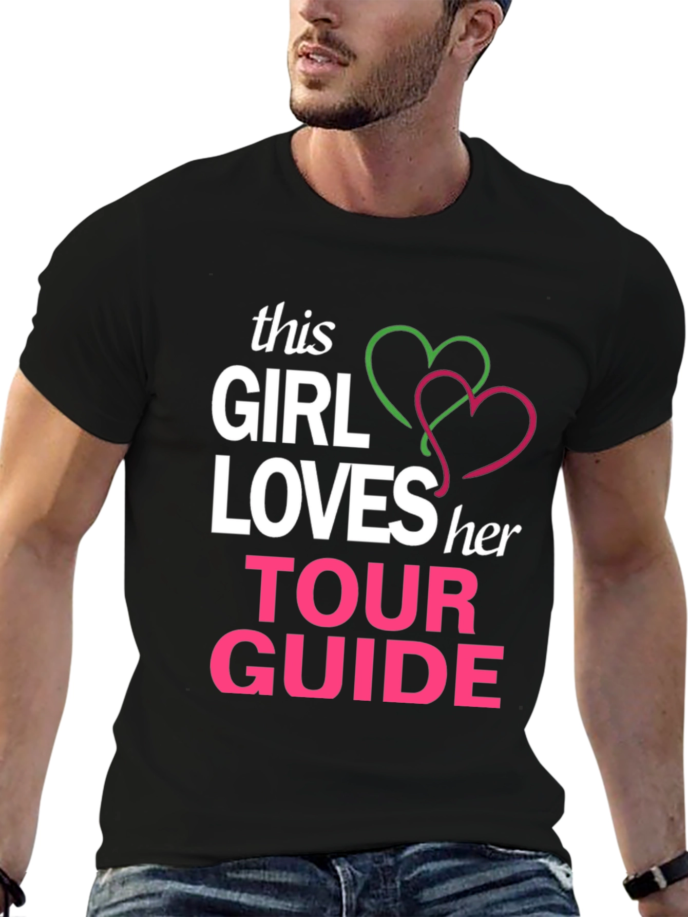 Black Tour Guide Love T-Shirt - Fun Graphic Tee view 6