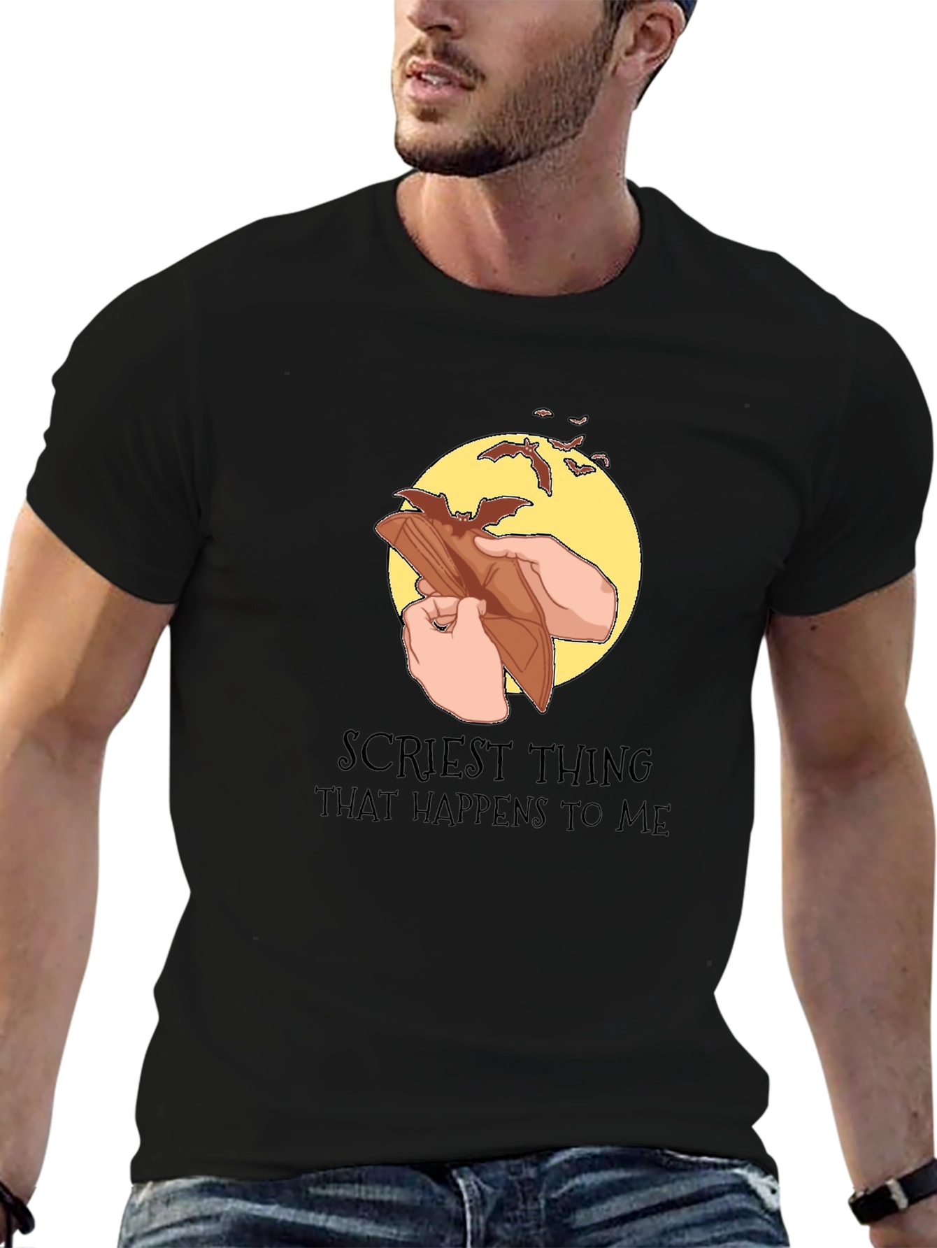 Black "Scriest Thing" Wallet Bats Graphic T-Shirt view 6