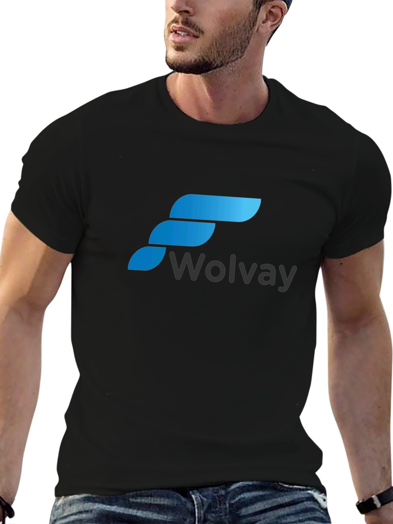Black Wolvay T-Shirt: Stylish Logo Design, Comfortable Fit view 6