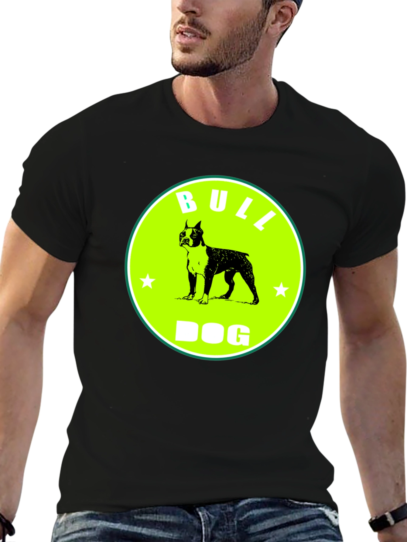 Black Bull Dog Graphic Tee - Novelty T-Shirt view 6