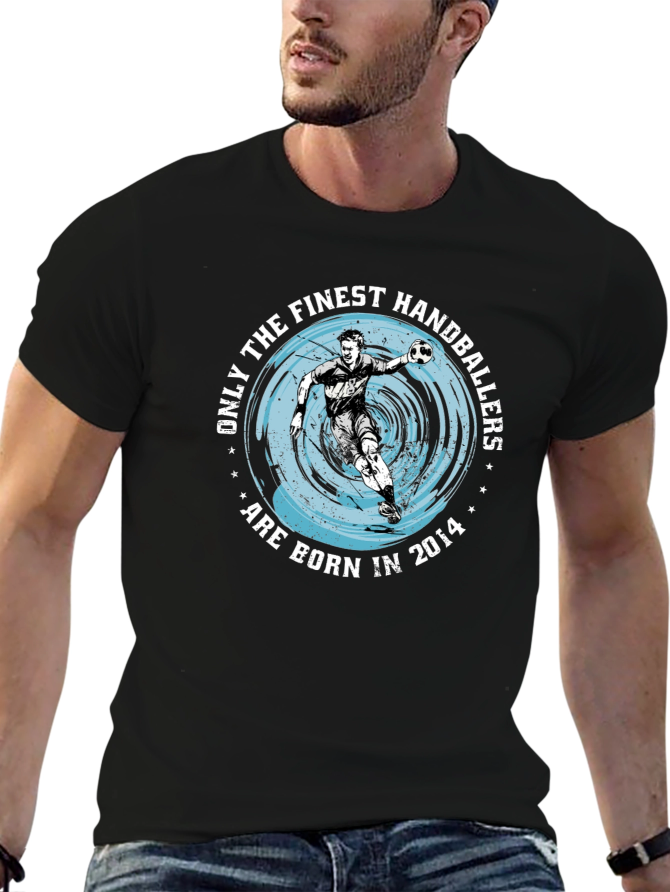 Black Finest Handballers Born in 2014 T-Shirt view 6