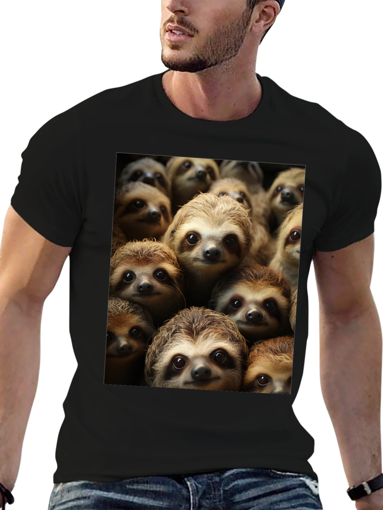 Black Sloth Crowd T-Shirt - Comfy & Cute view 6