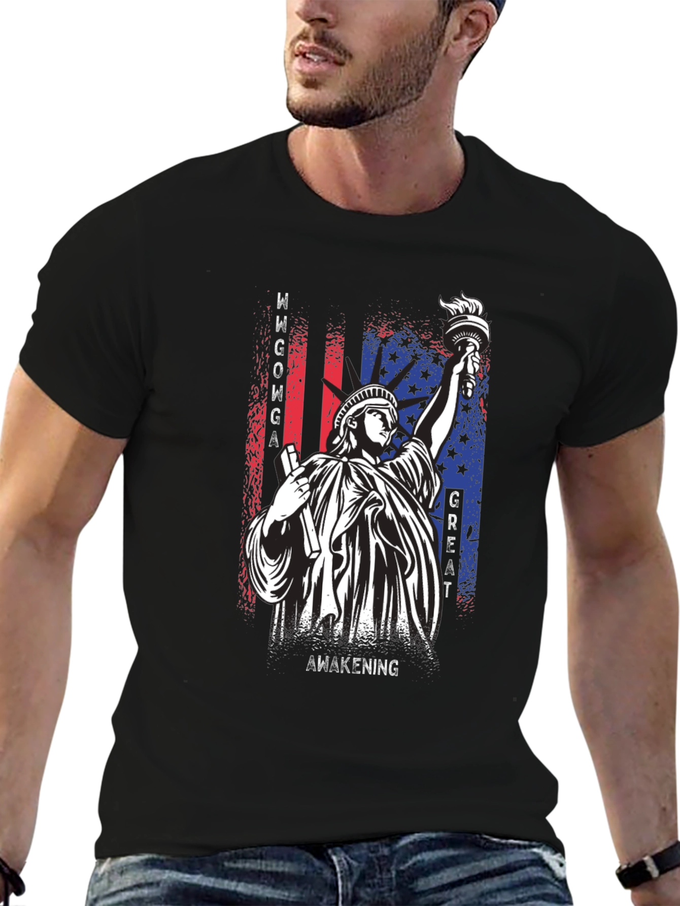 Black MAGA Statue of Liberty Graphic Tee view 6