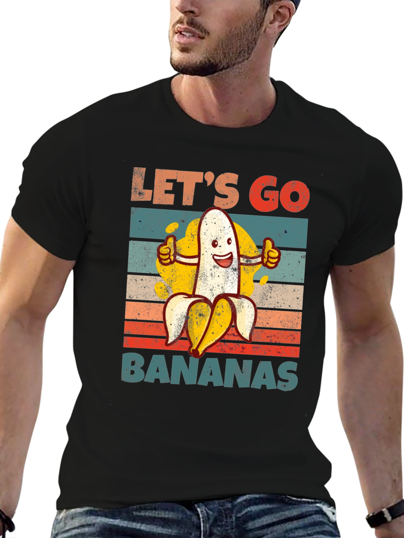 Black Let's Go Bananas Graphic T-Shirt view 6