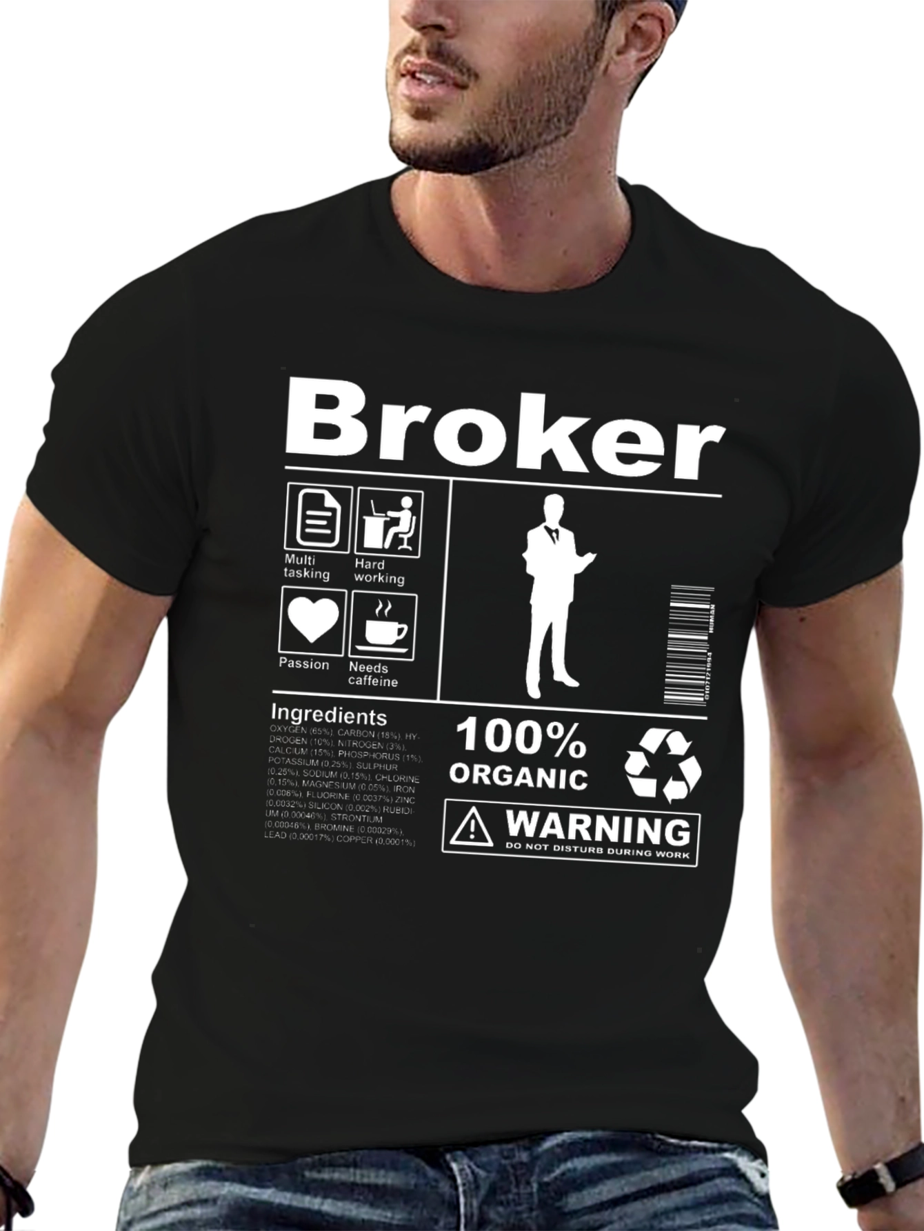 Black Broker Organic Ingredient T-Shirt view 6