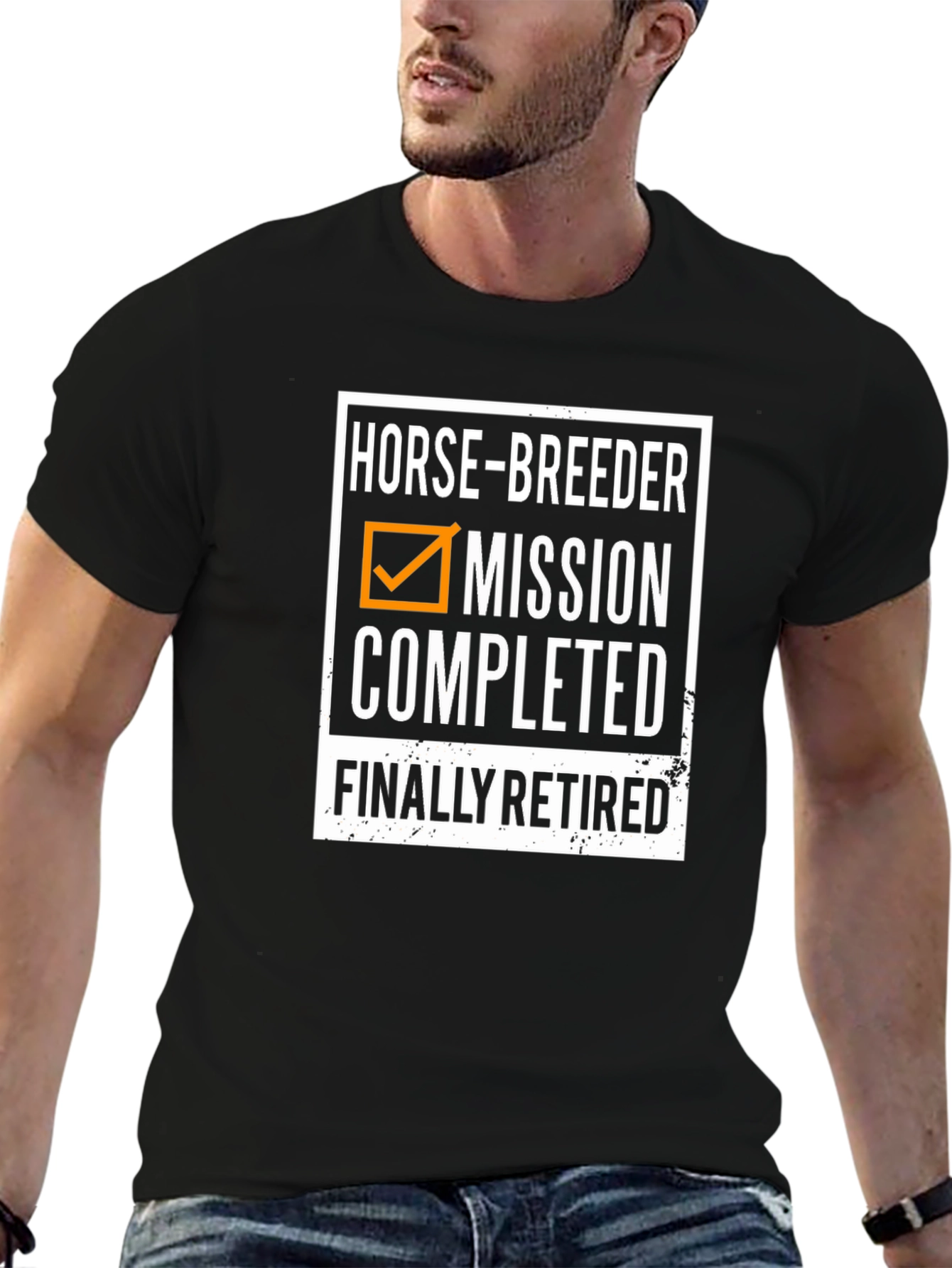 Black Horse Breeder Retired T-Shirt - Mission Completed Funny Tee view 6
