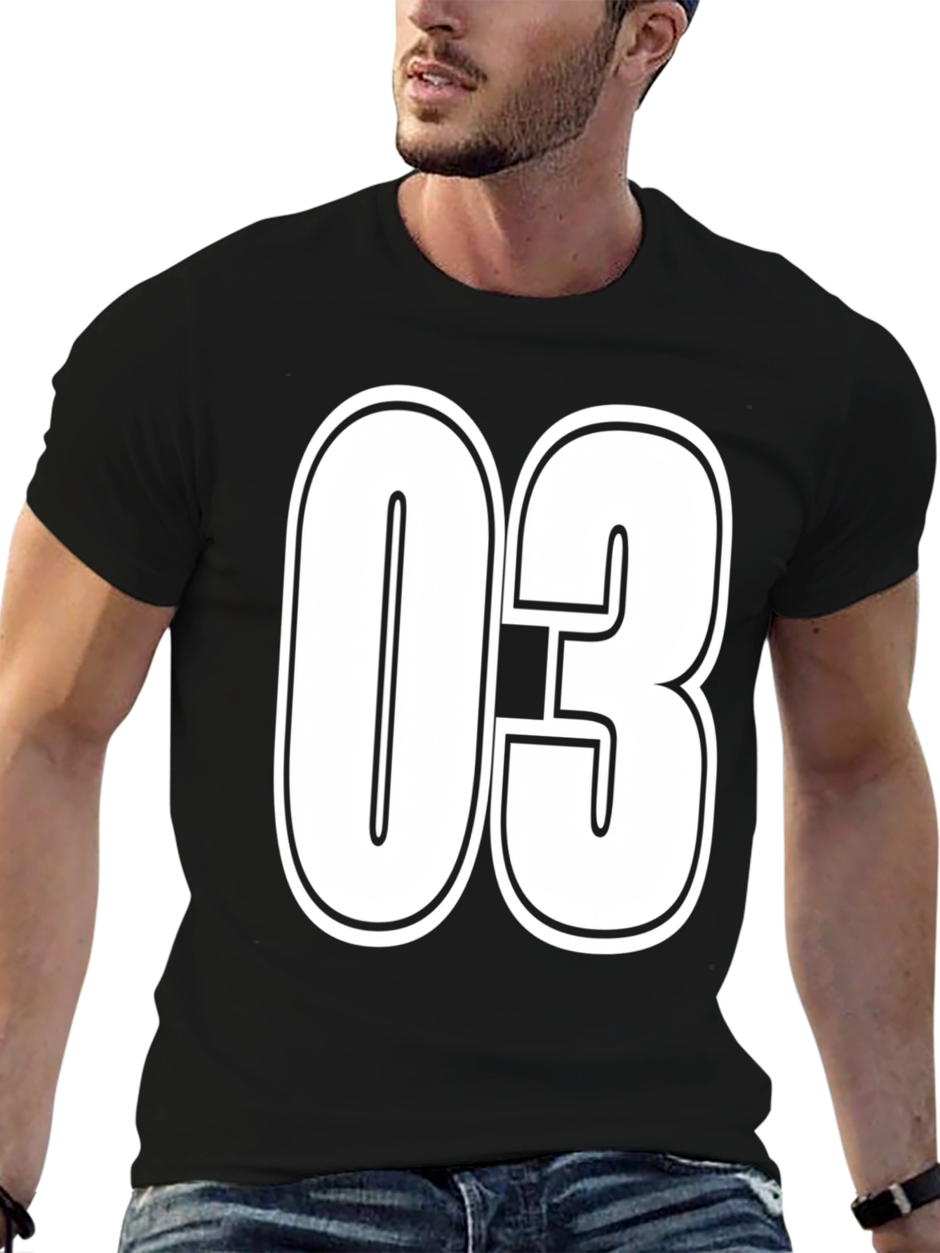 Black Number 03 Graphic T-Shirt - Bold & Stylish view 6