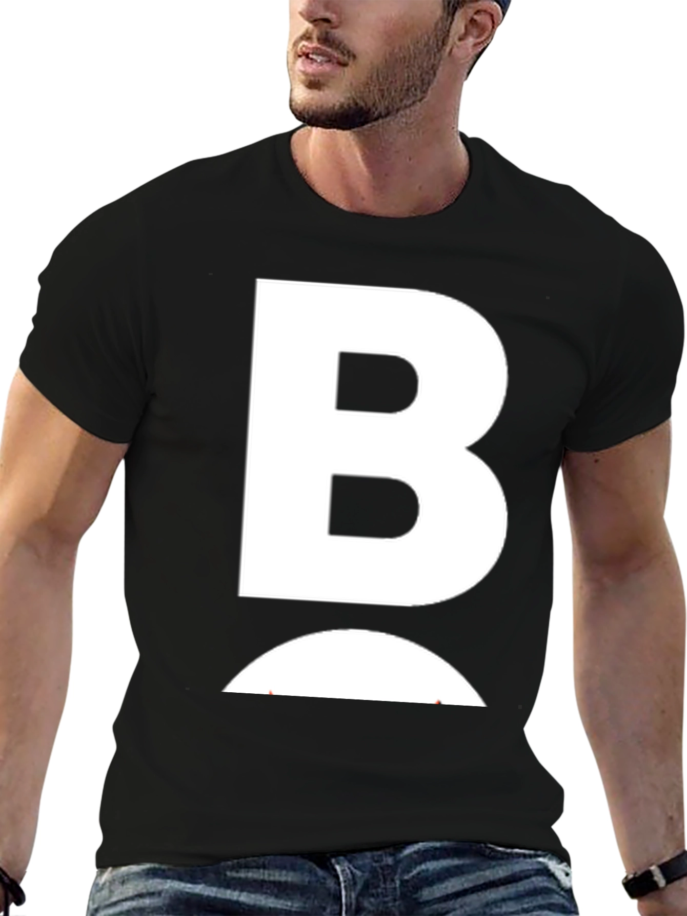 Black Bold B Graphic Tee - Stylish Black Cotton T-Shirt view 6