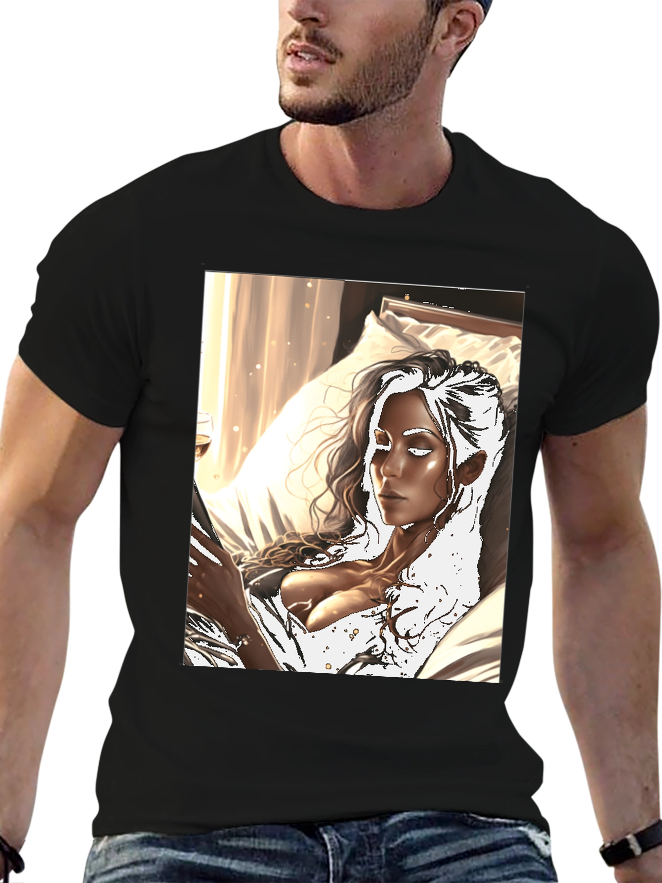 Black Artistic Woman Black T-Shirt view 6