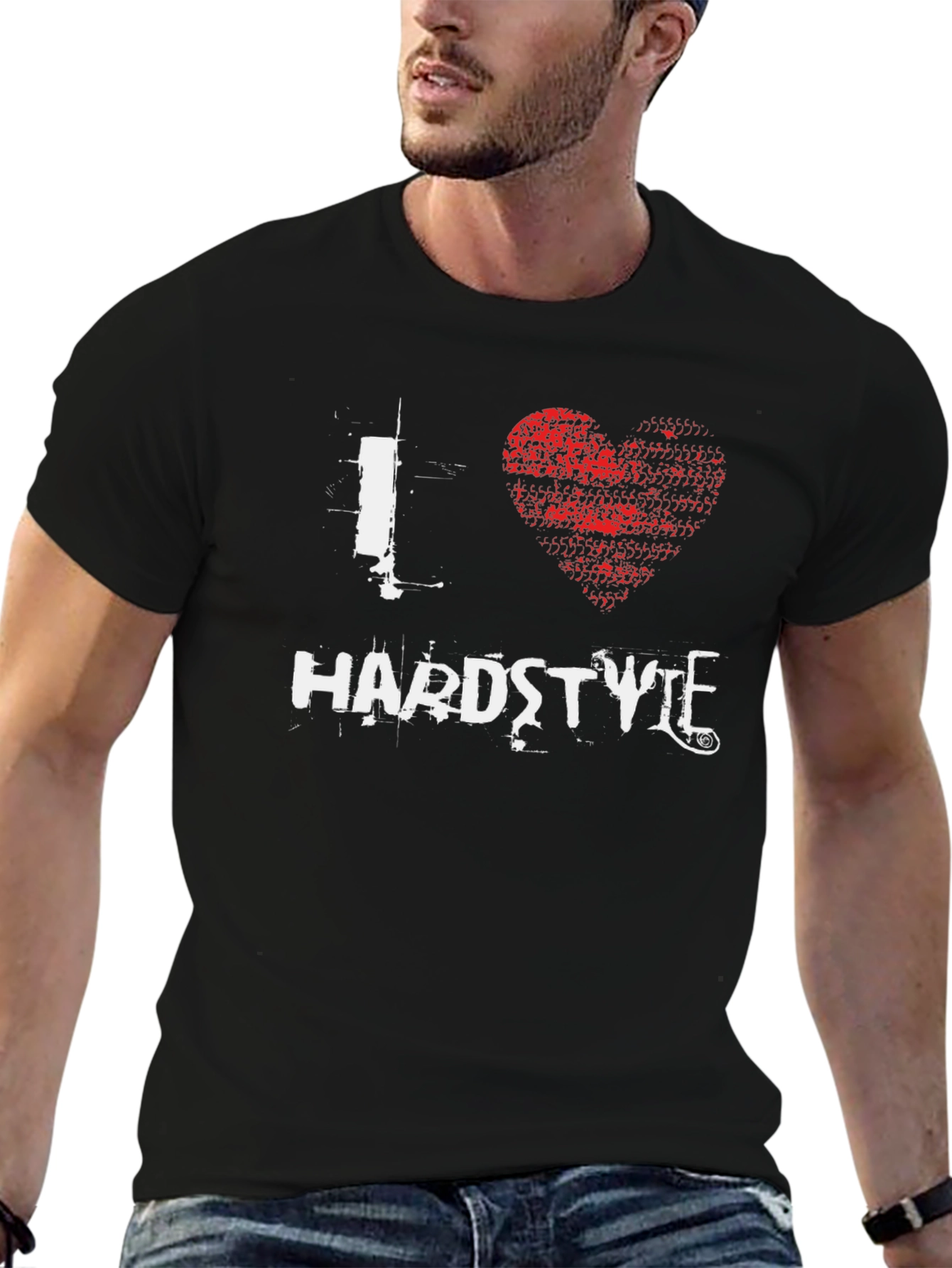 Black I Love Hardstyle Black T-Shirt view 6
