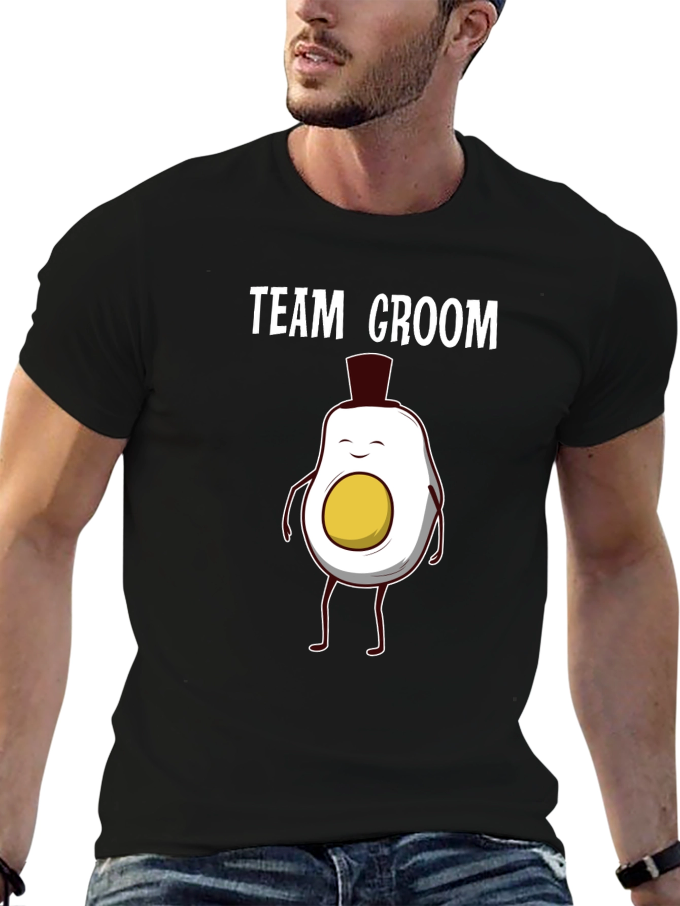 Black Team Groom Novelty Graphic T-Shirt view 6