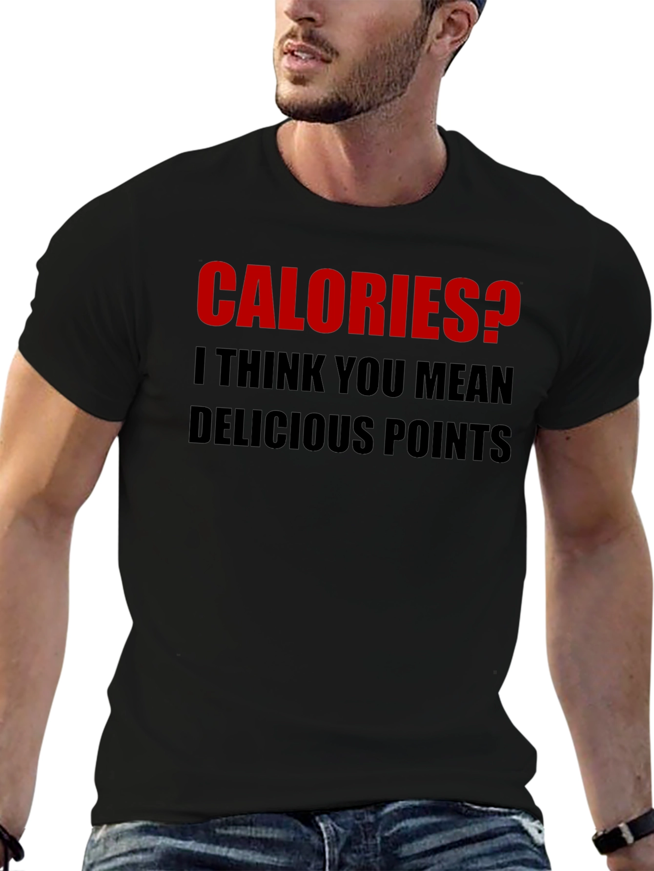 Black Calories? Delicious Points Graphic Tee - Funny Foodie Shirt view 6