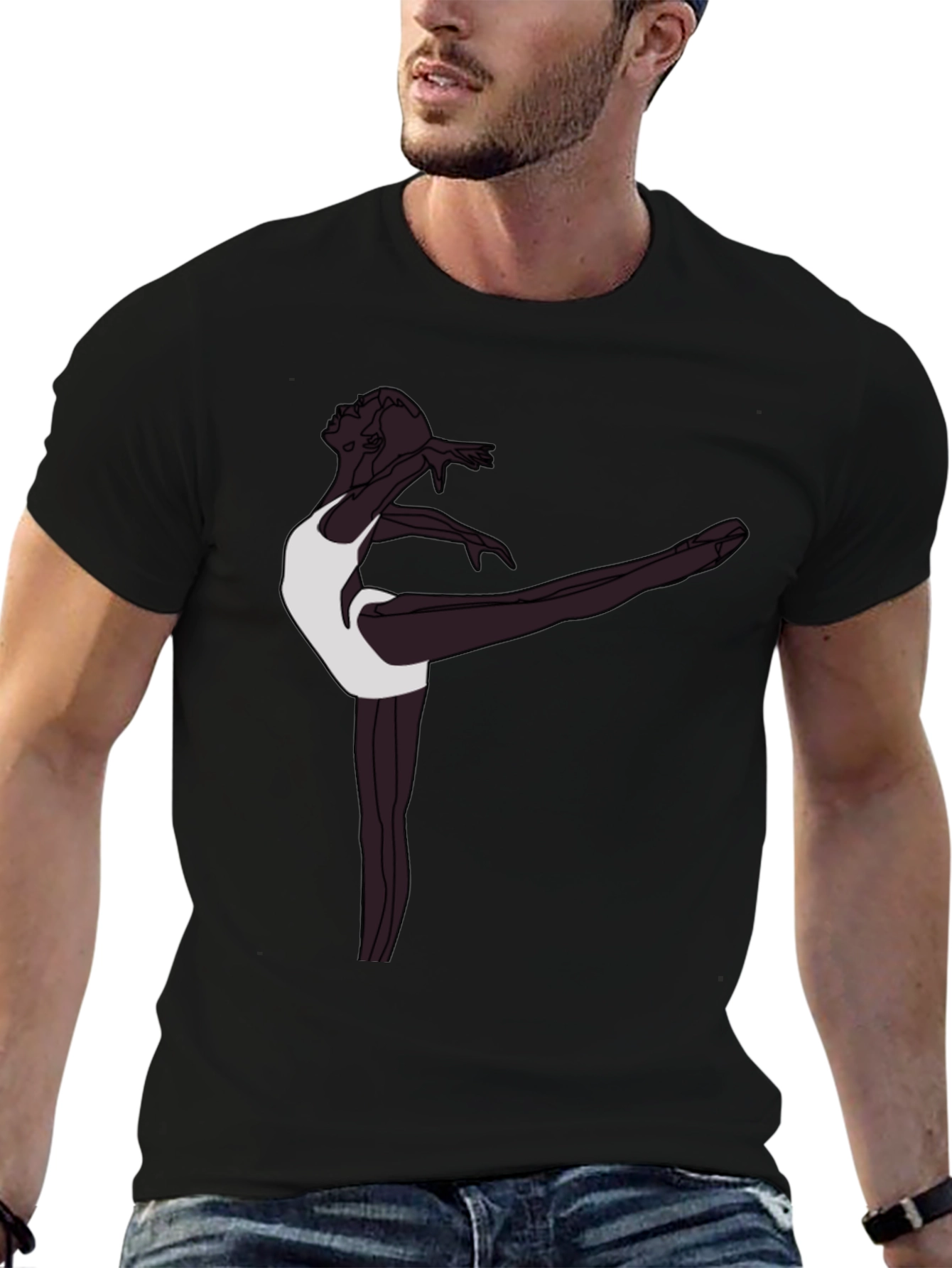 Black Ballet Dancer Graphic Tee - Stylish Men's T-Shirt view 6