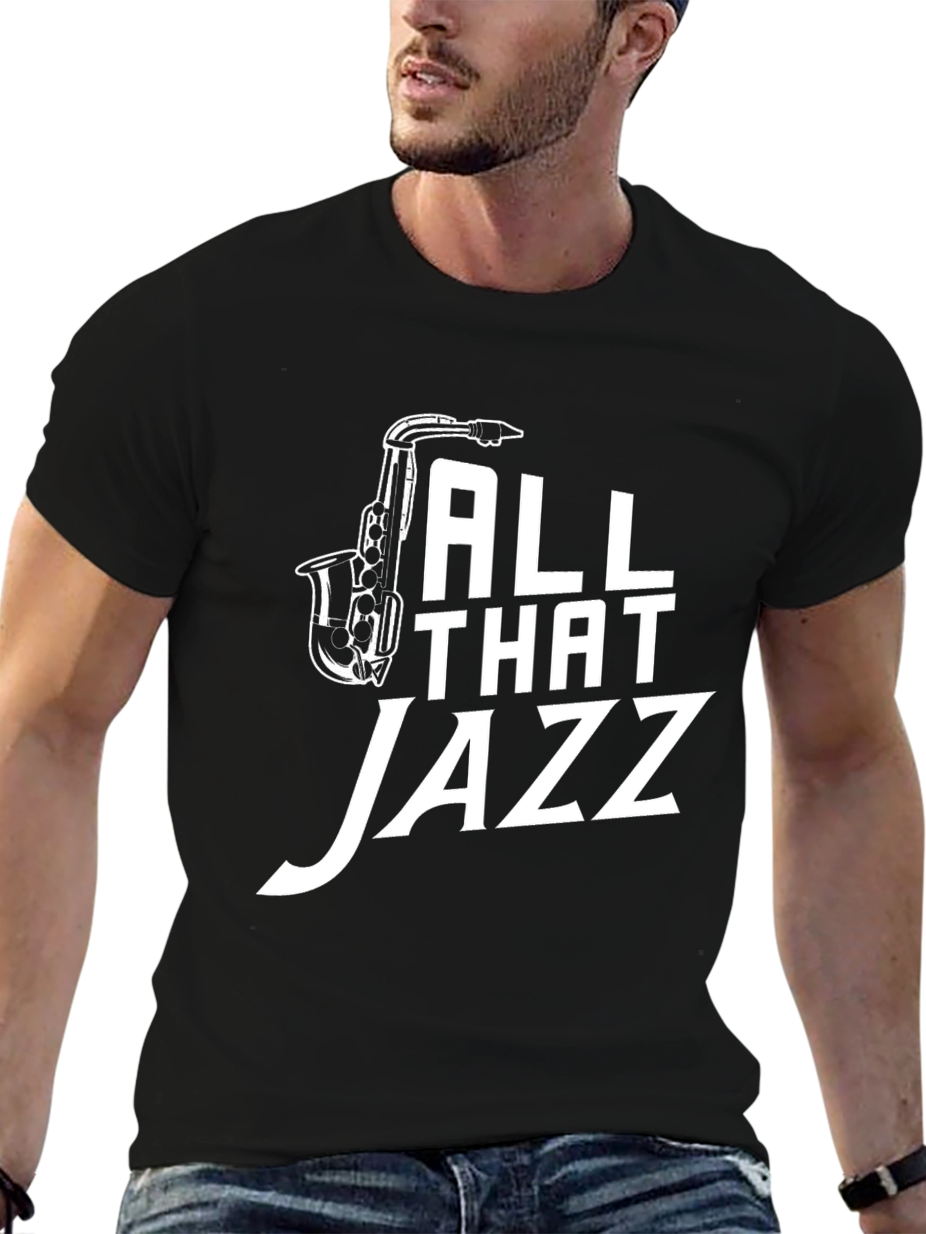 Black All That Jazz Saxophone Graphic Tee view 6