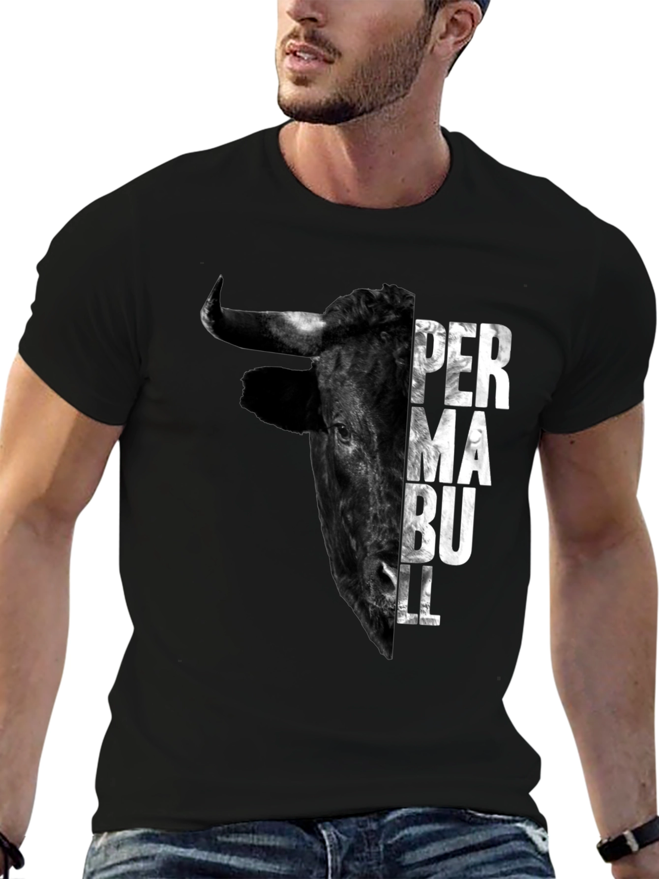 Black Perma Bull Black Graphic T-Shirt view 6
