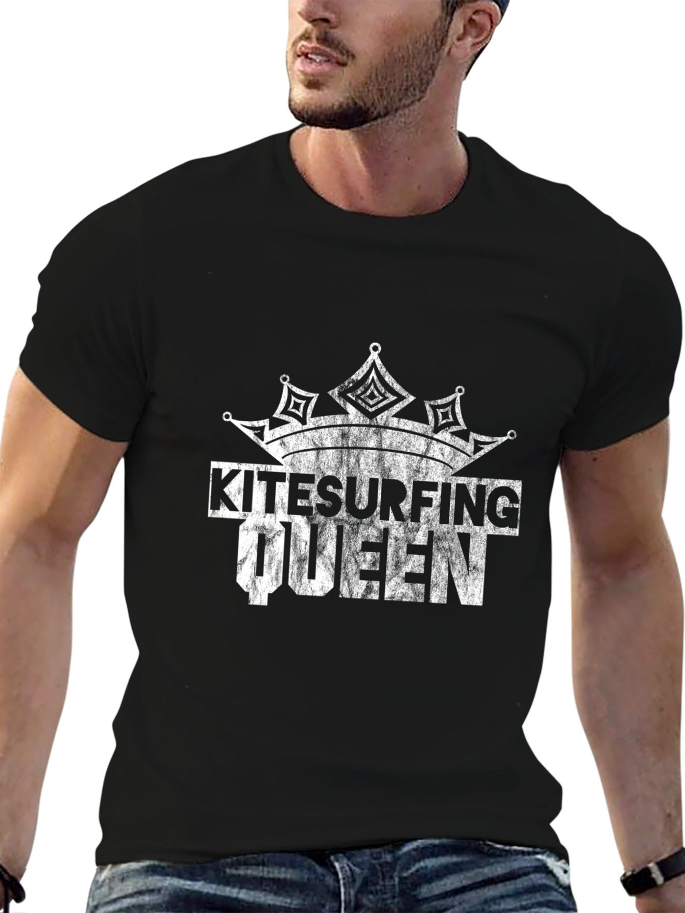 Black Kitesurfing Queen Black T-Shirt view 6