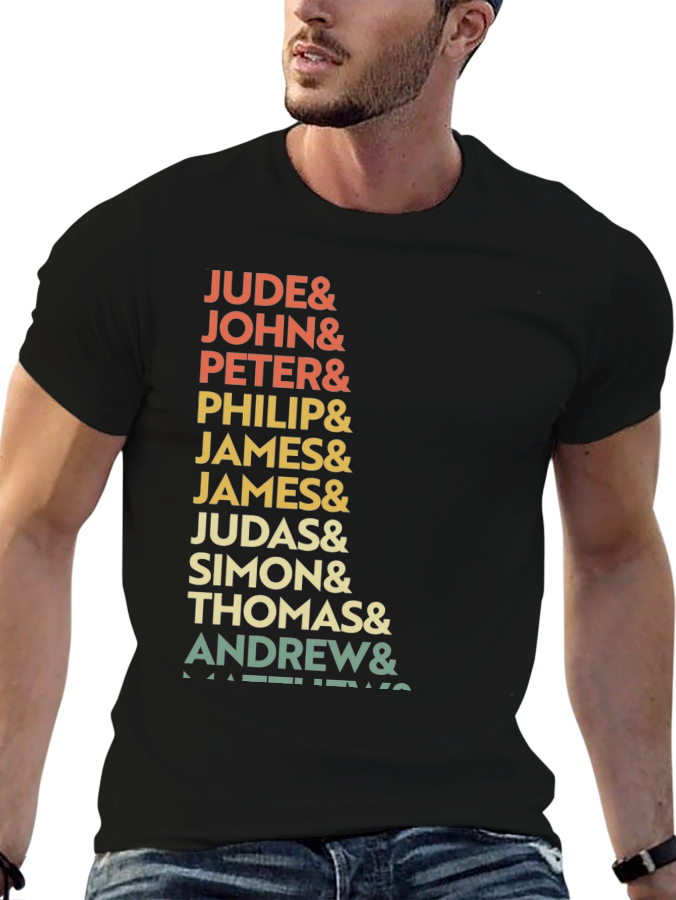 Black Retro Twelve Apostles T-Shirt - Jude, John, Peter view 6