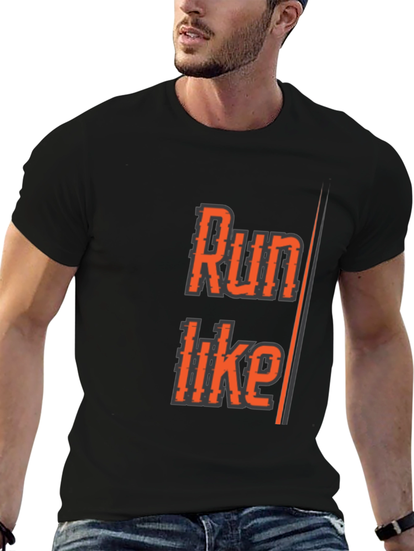 Black Run Like T-Shirt - Black Athletic Graphic Tee view 6