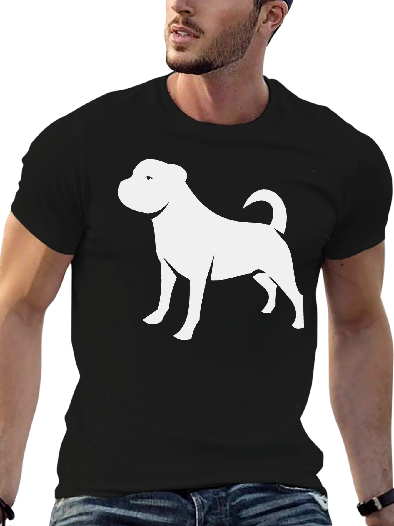 Black Dog Silhouette Graphic Tee - Black Unisex T-Shirt view 6